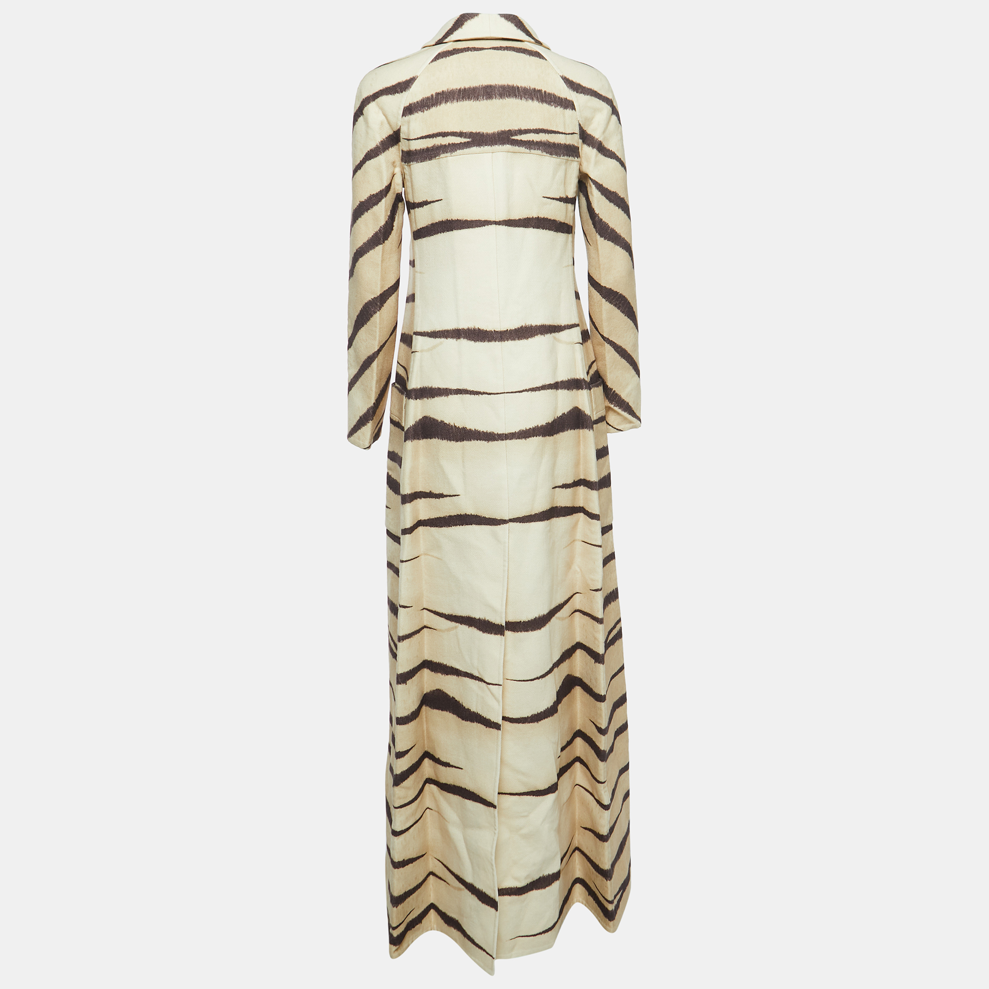 

Valentino Beige Tiger Striped Wool Long Coat