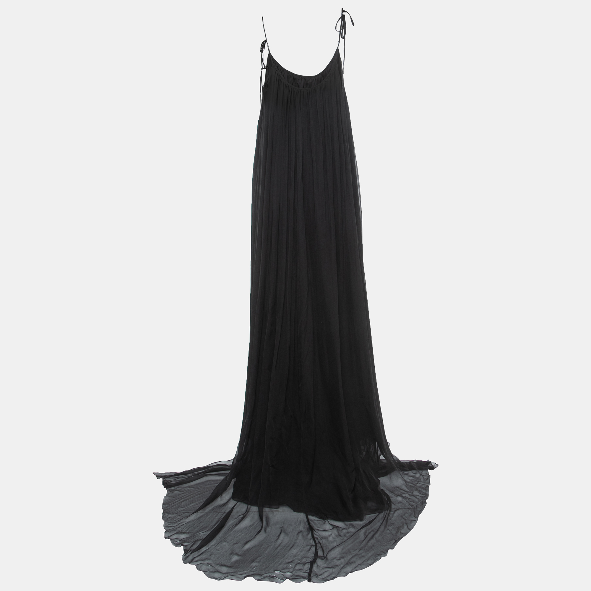 

Valentino Black Silk Chiffon Flared Gown