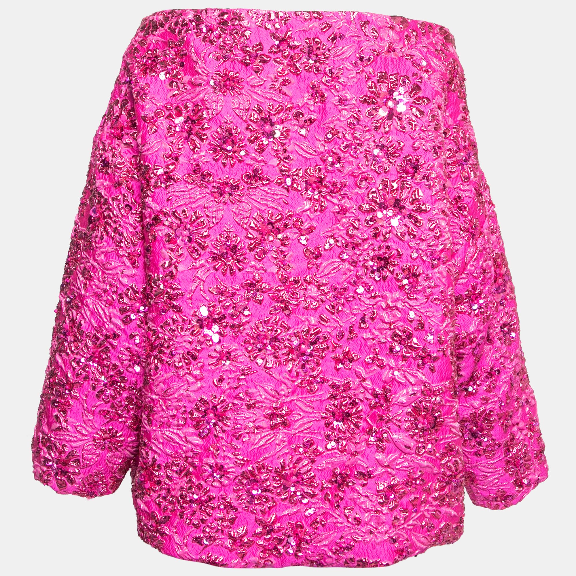 

Valentino Pink Embellished Jacquard Off-Shoulder Mini Dress