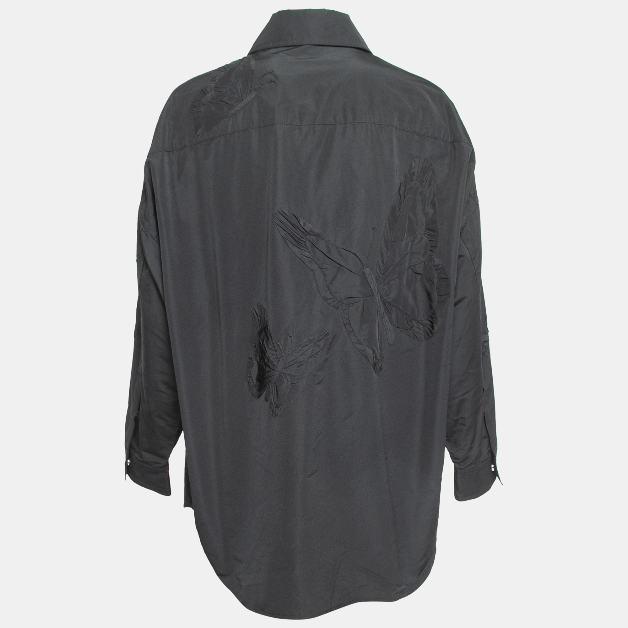 

Valentino Black Synthetic Butterfly Embroidered Oversized Shirt