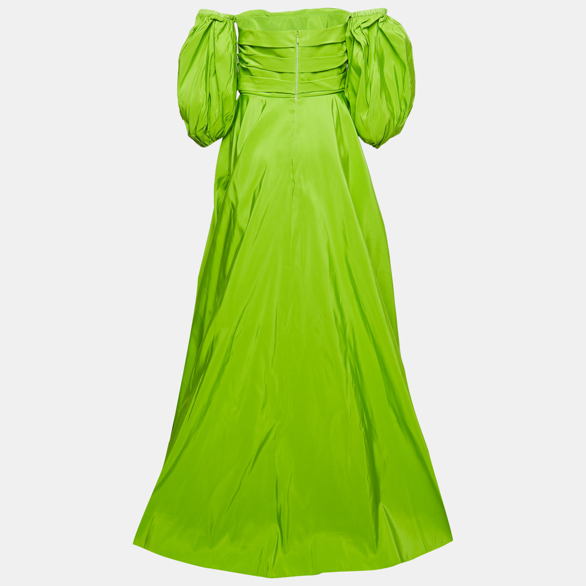 

Valentino Lime Green Silk Off-Shoulder Gown