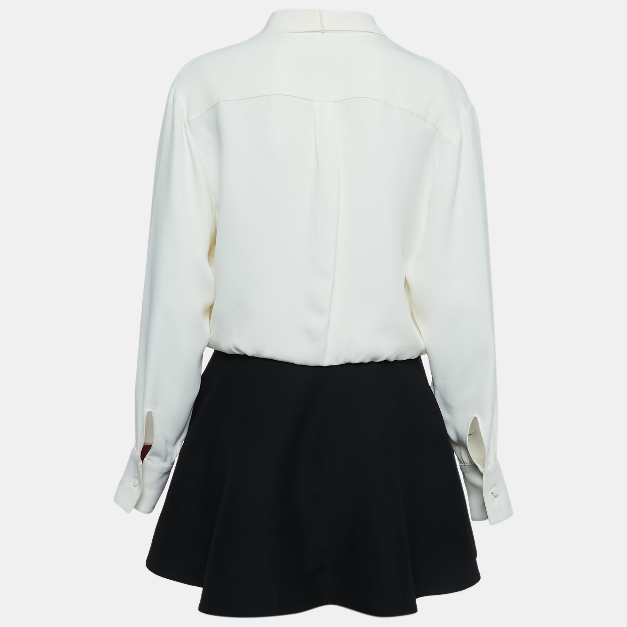 

Valentino Off White/Black Silk & Wool Long Sleeve Mini Dress