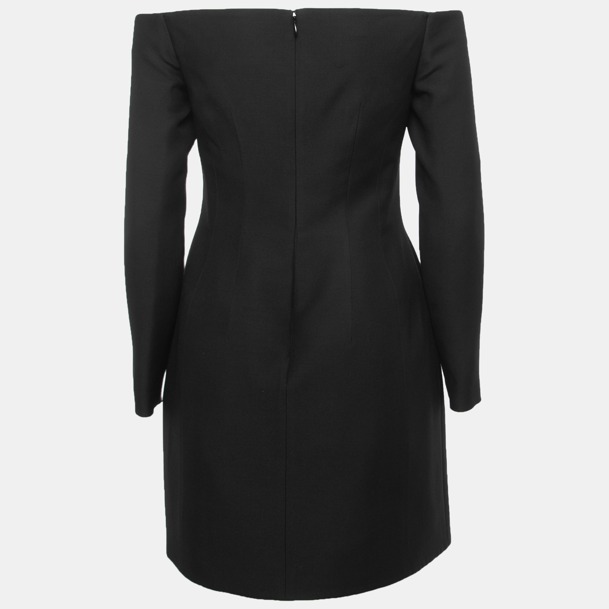 

Valentino Black Wool Blend Off Shoulder Mini Dress