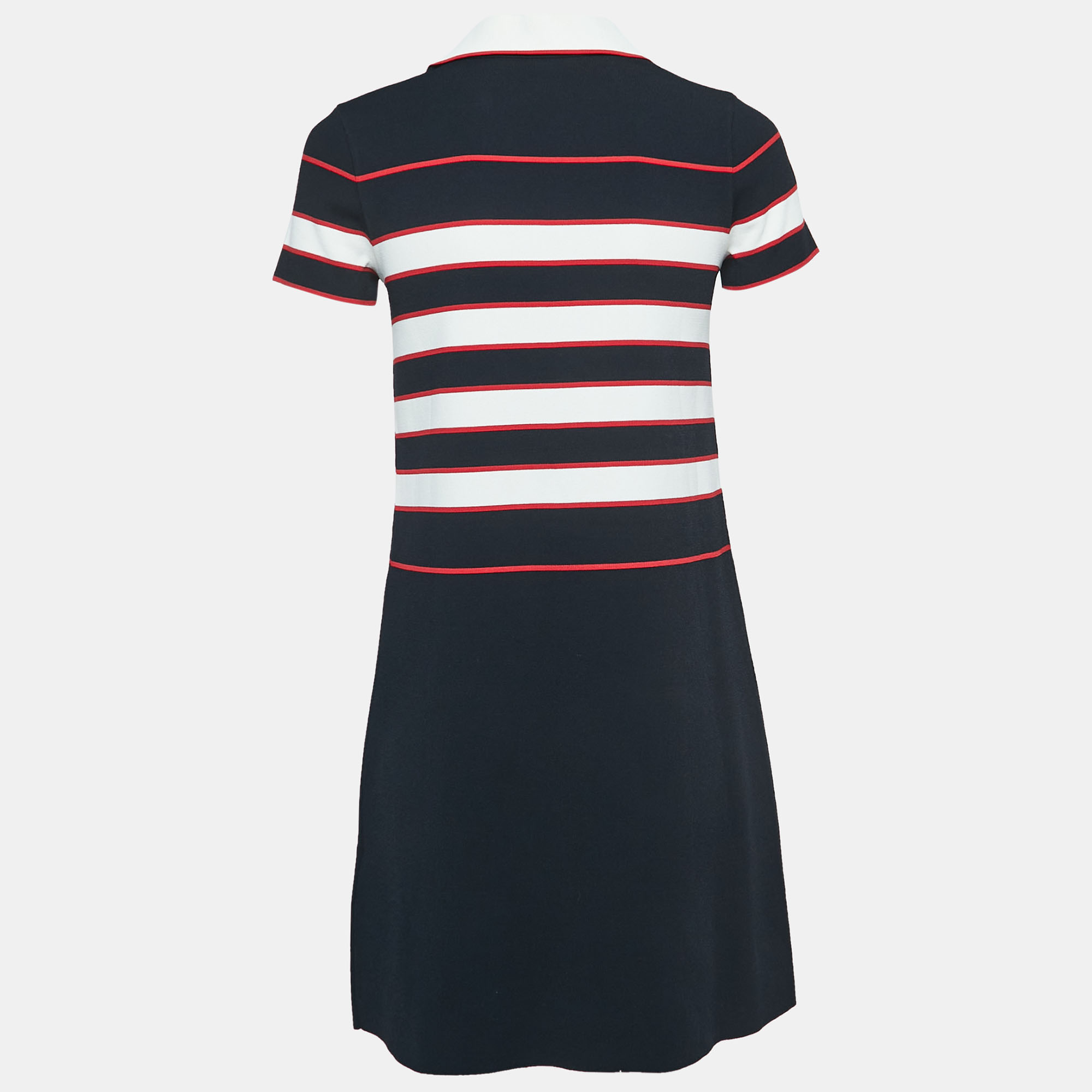 

Valentino Navy Blue/White Striped Knit Mini Dress