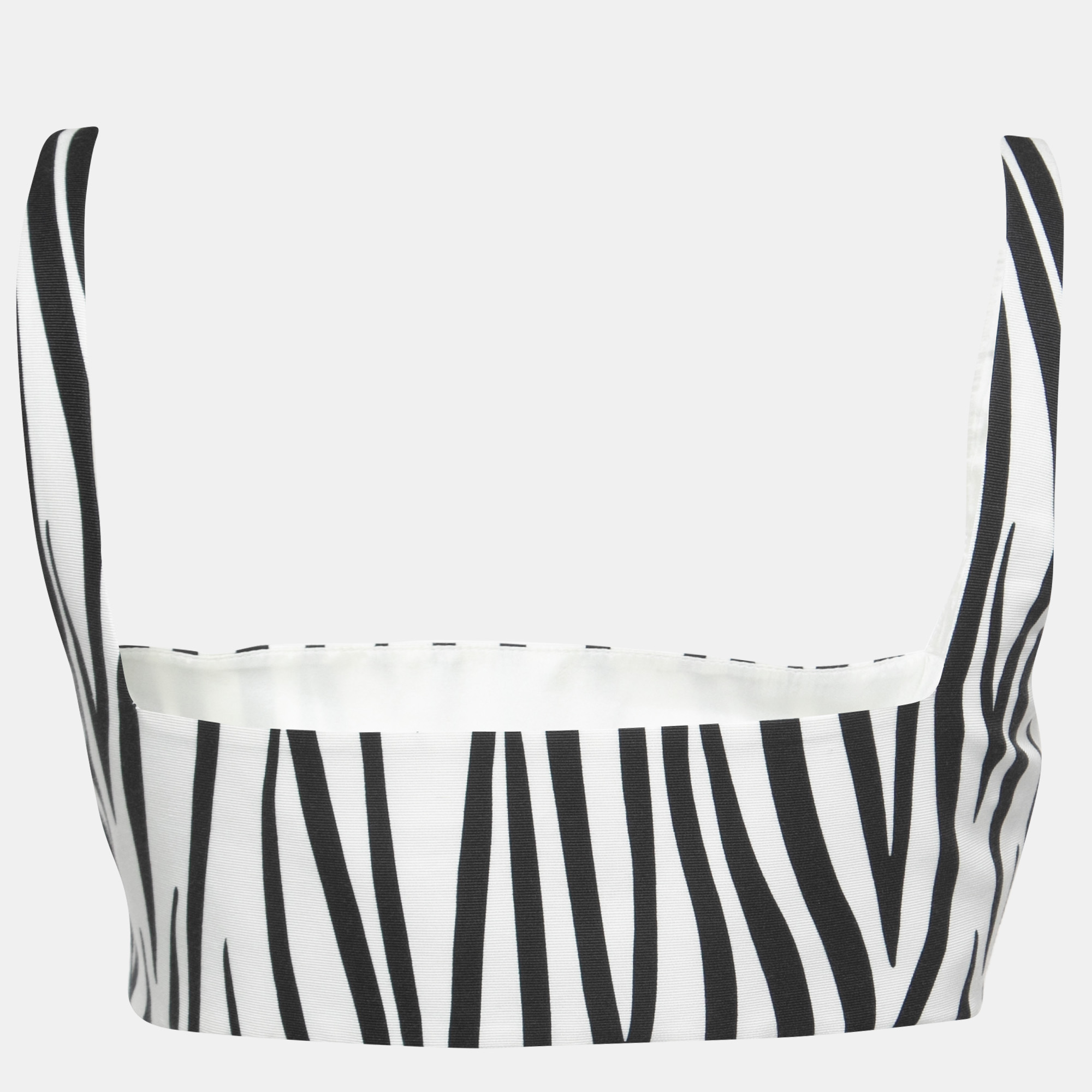 

Valentino Monochrome Zebra Print Cotton & Silk Bralette Top, White