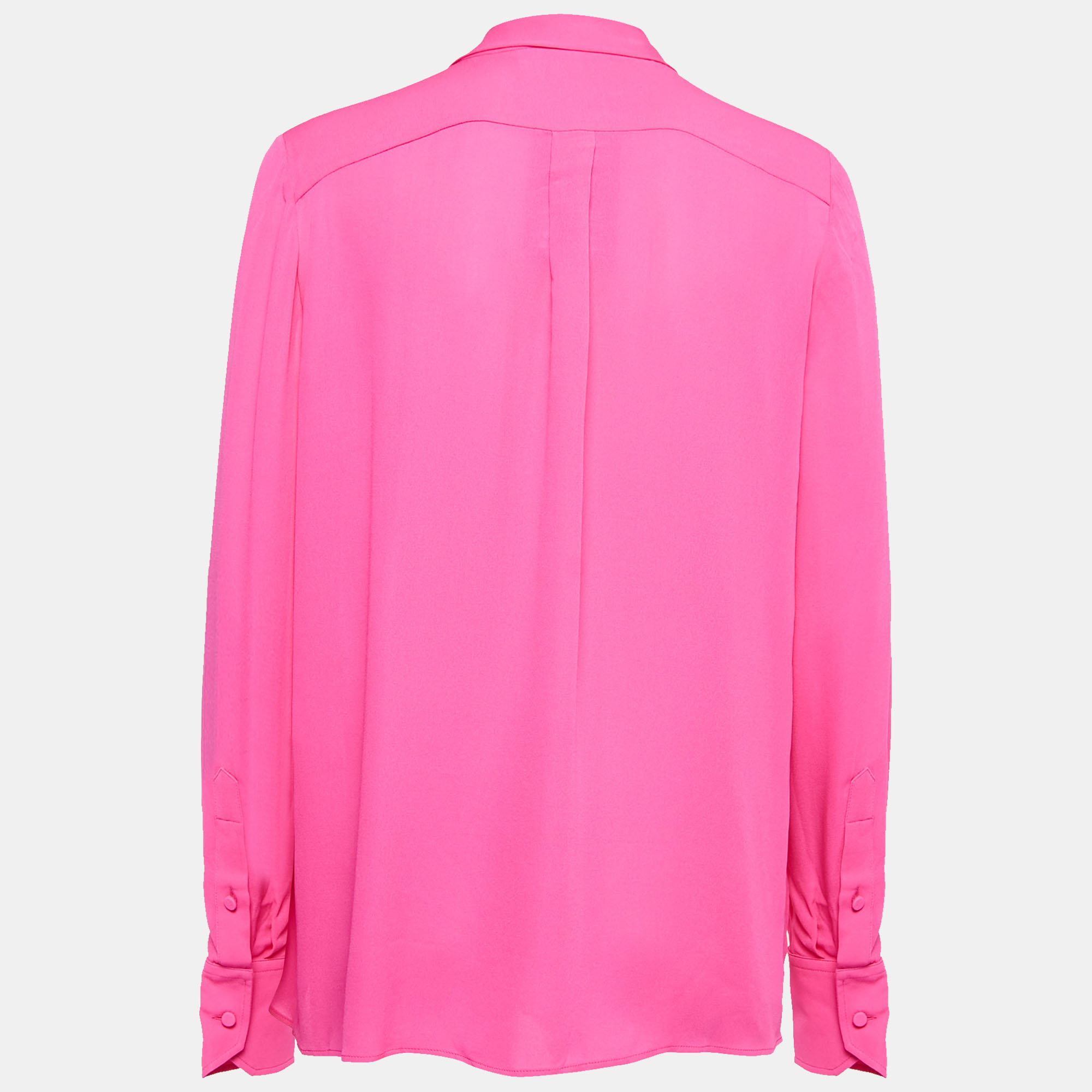 

Valentino Pink Silk Tie-Neck Top