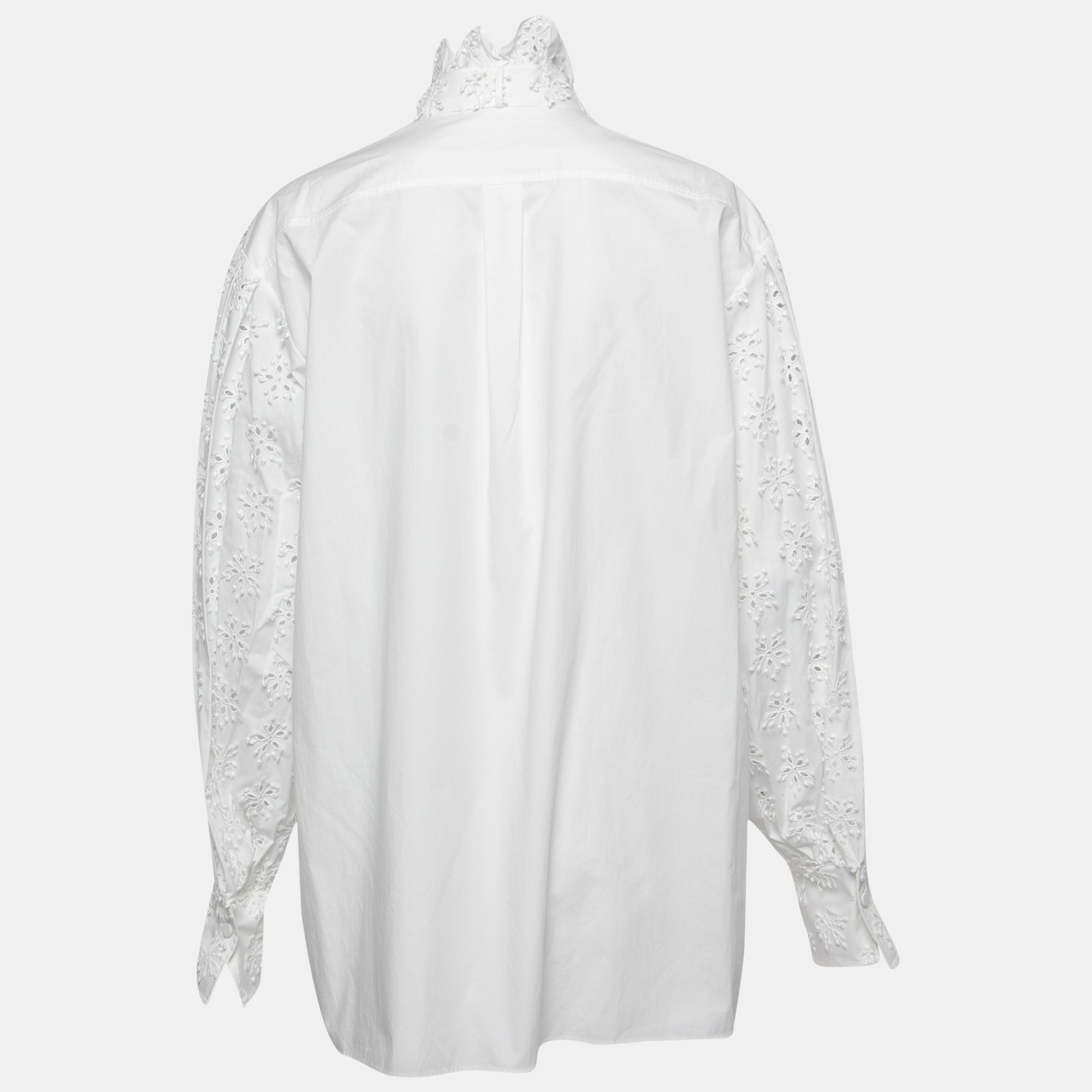 

Valentino White Eyelet Cotton Buttoned Full Sleeve Shirt