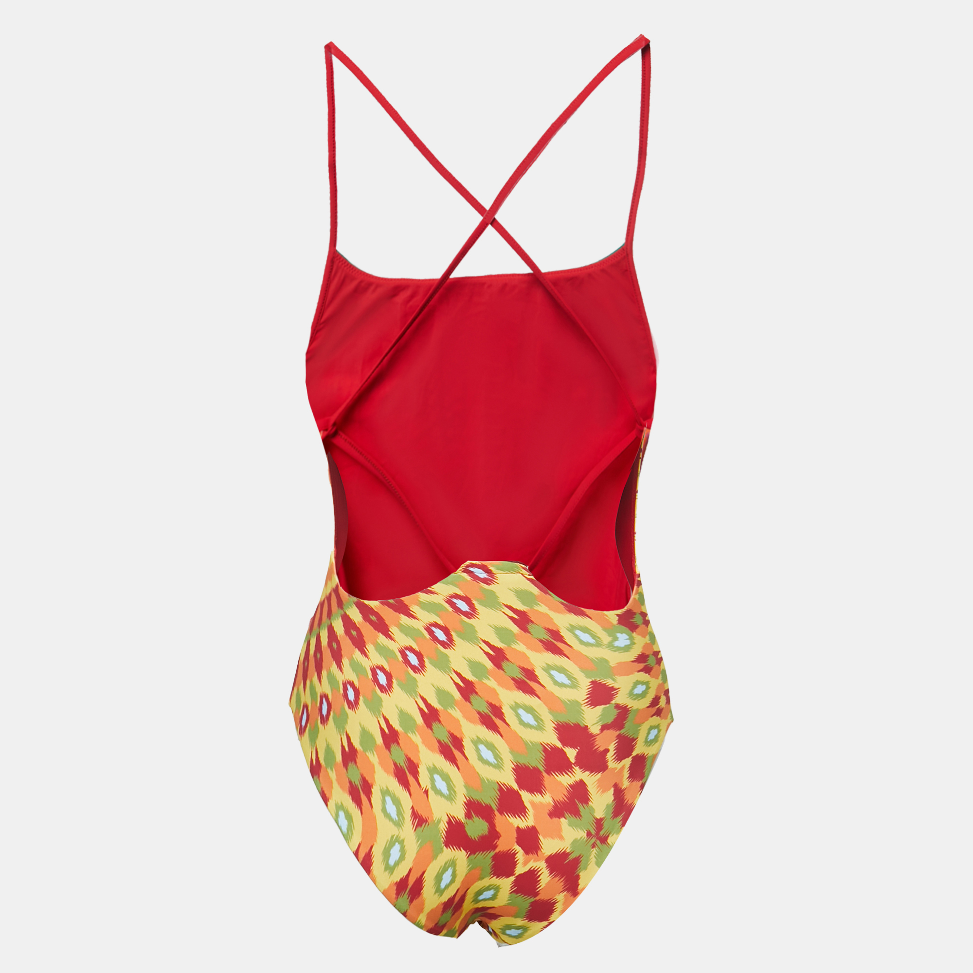 

Valentino Multicolor Round Rain Print Nylon Open-Back Swimsuit