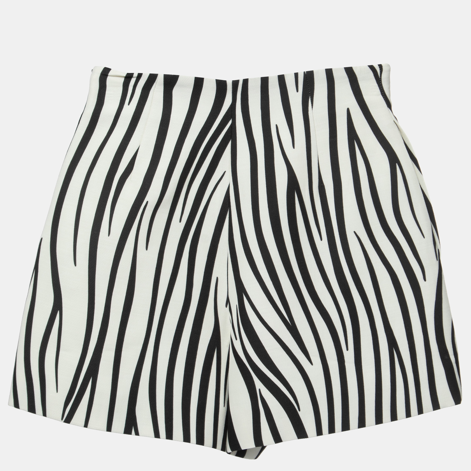 

Valentino White Zebra Print Wool Blend Shorts