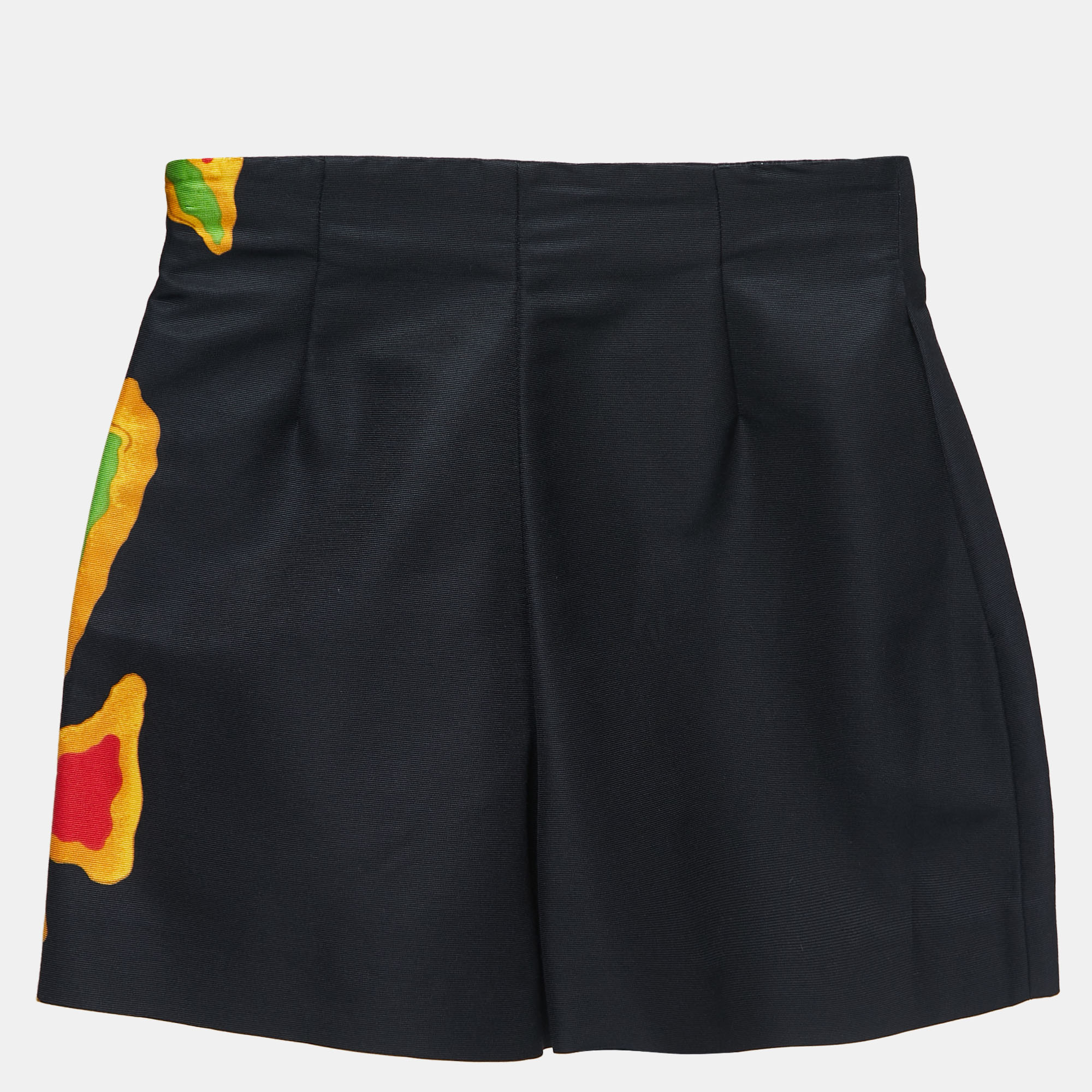 

Valentino Black Printed Cotton & Silk High-Waist Shorts