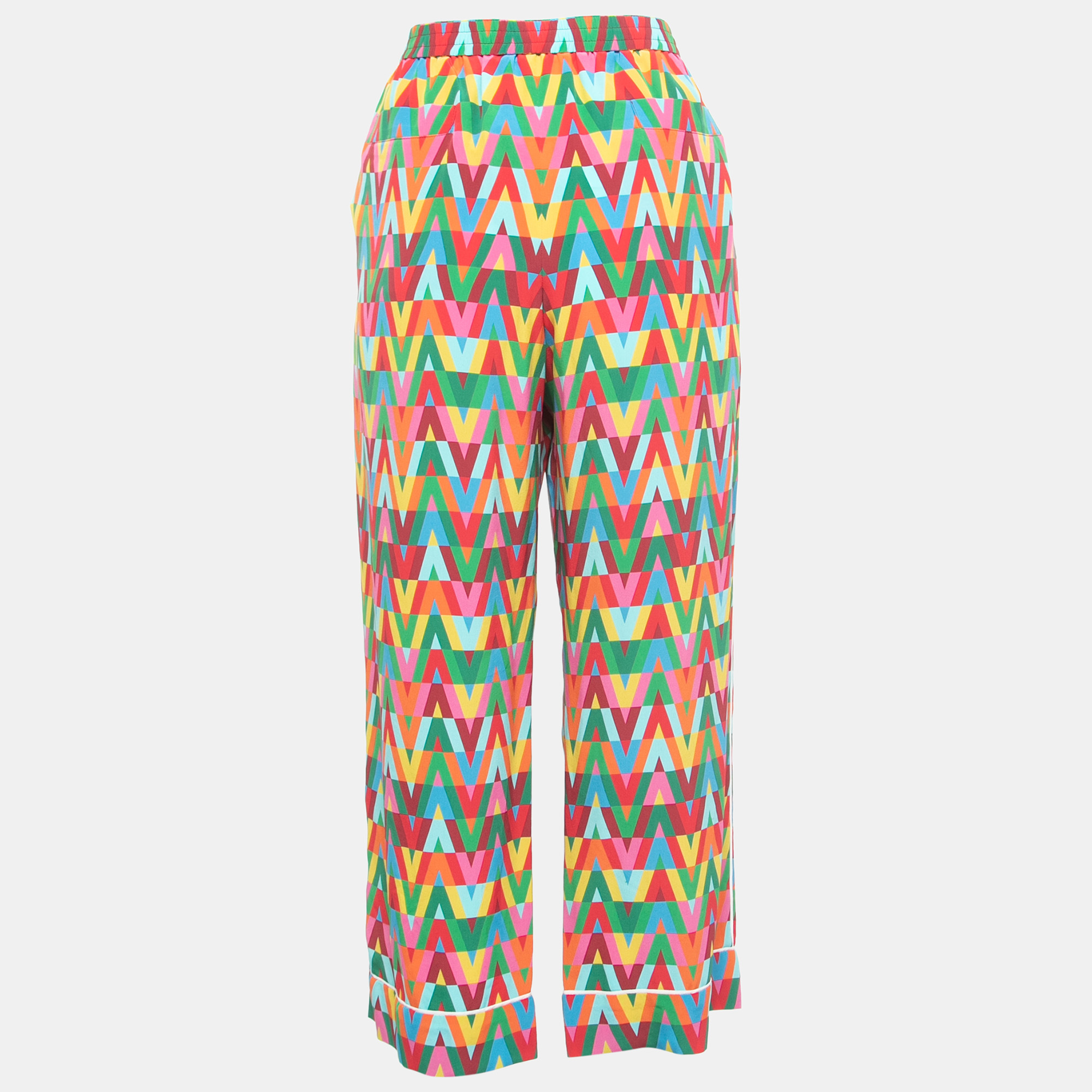 

Valentino Multicolor V-Optical Print Silk Pants