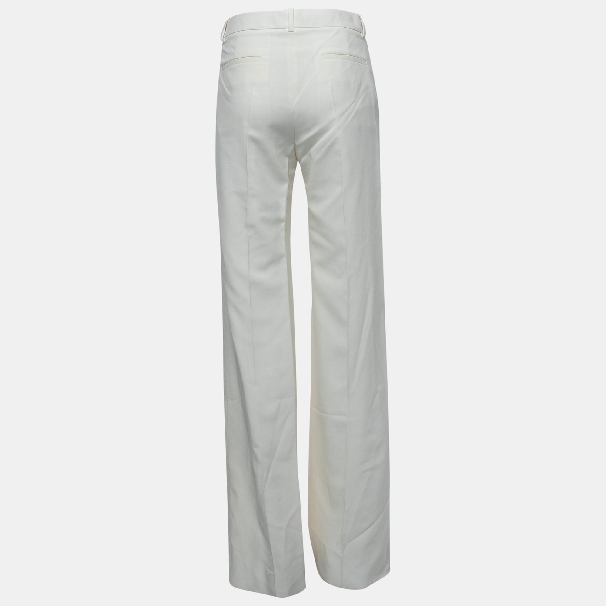 

Valentino Ivory Wool Straight Fit Pants, White