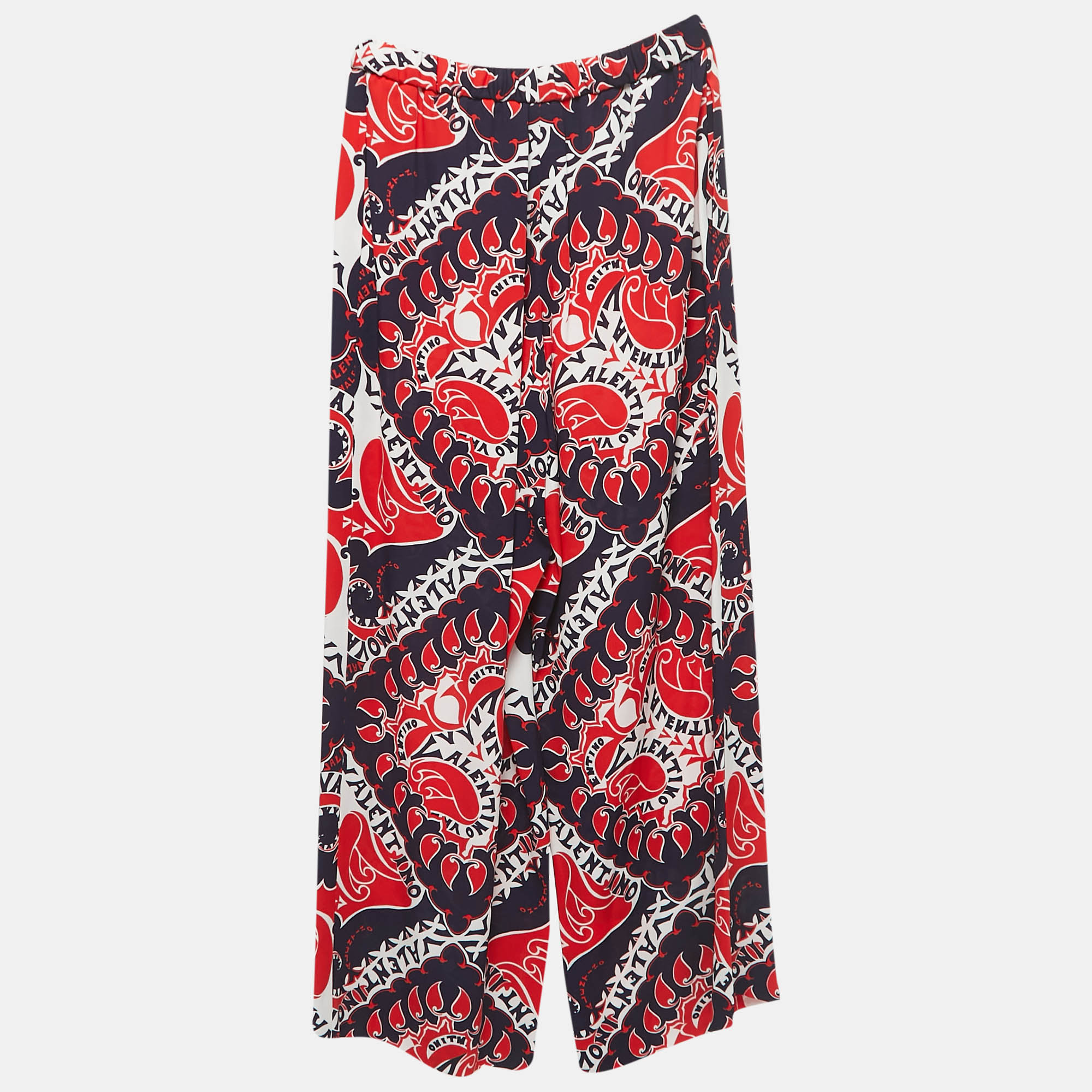 

Valentino Red/Blue Manifesto Bandana Print Silk Trousers