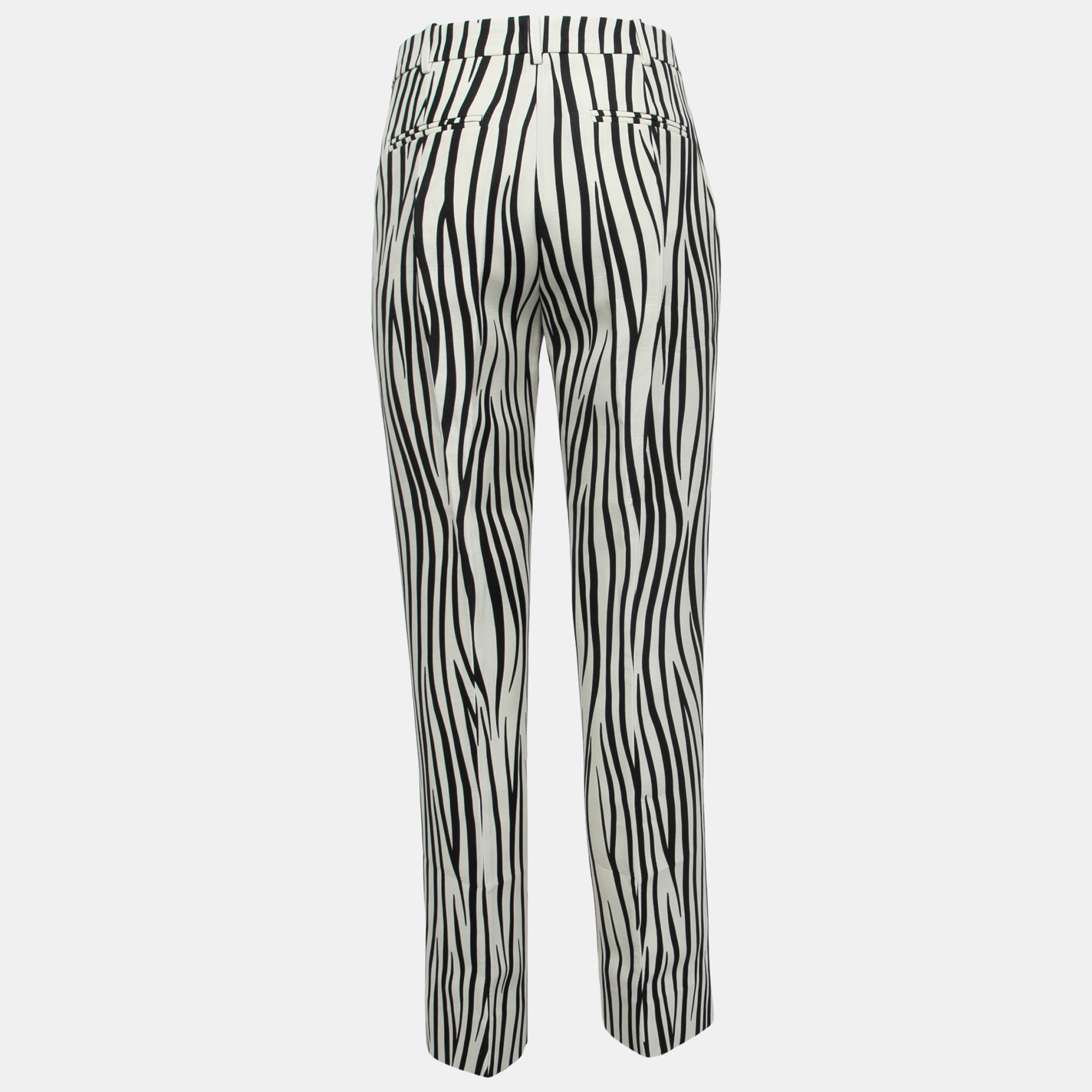 

Valentino White Zebra Print Wool Blend Classic Trousers