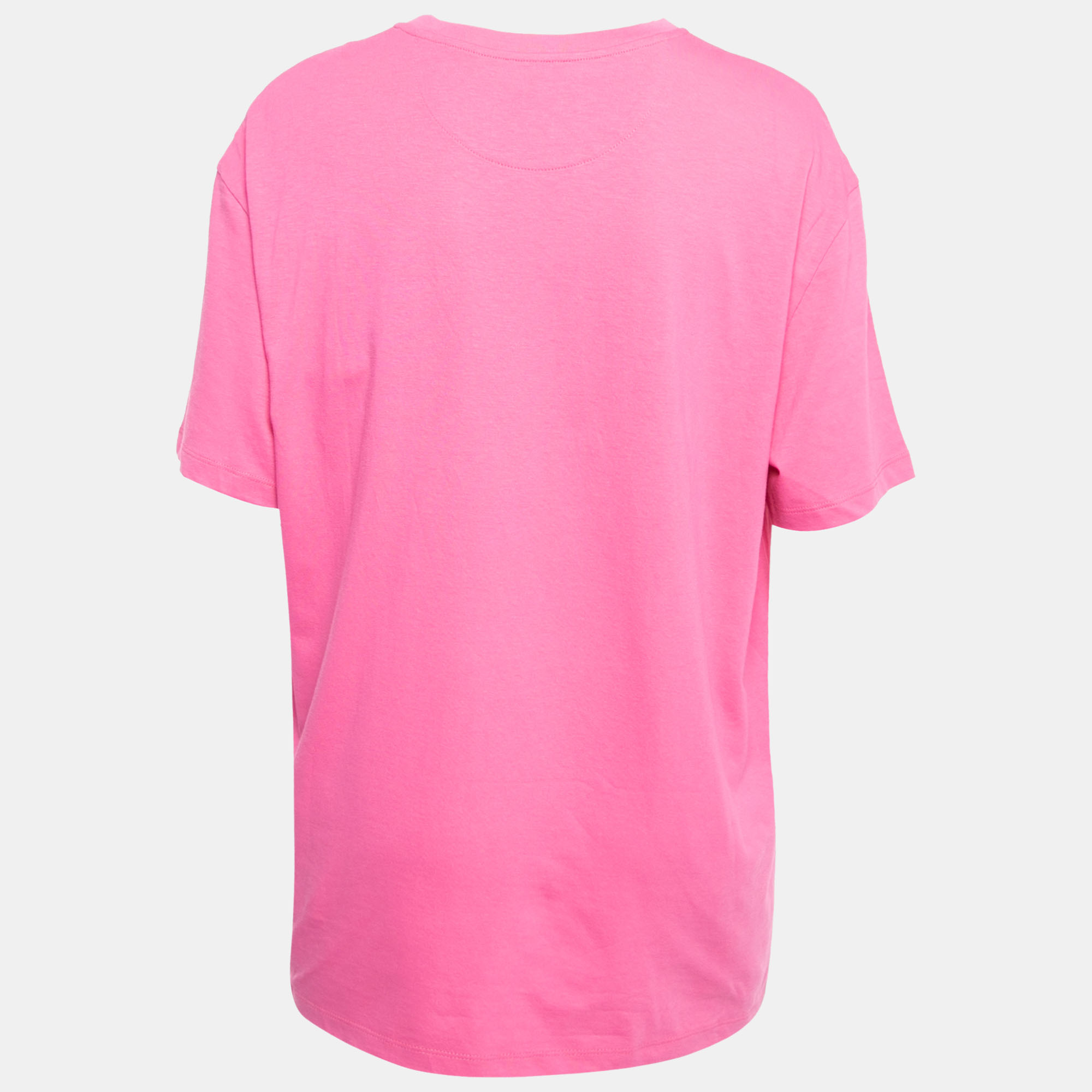 

Valentino Pink Logo Embossed Cotton Crew Neck T-Shirt