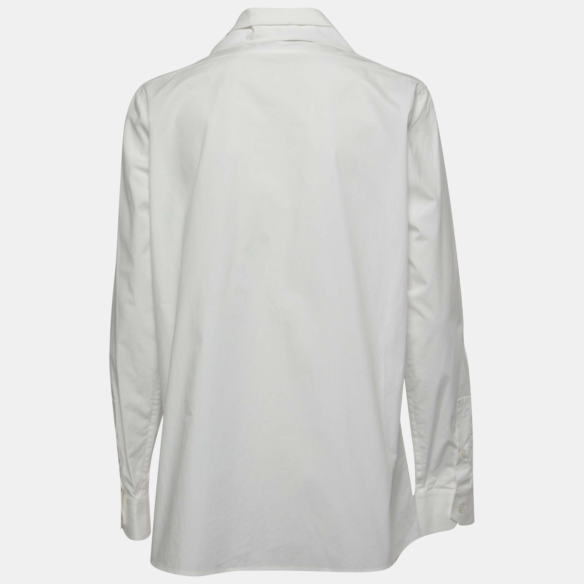 

Valentino White Cotton Poplin Tie Neck Shirt