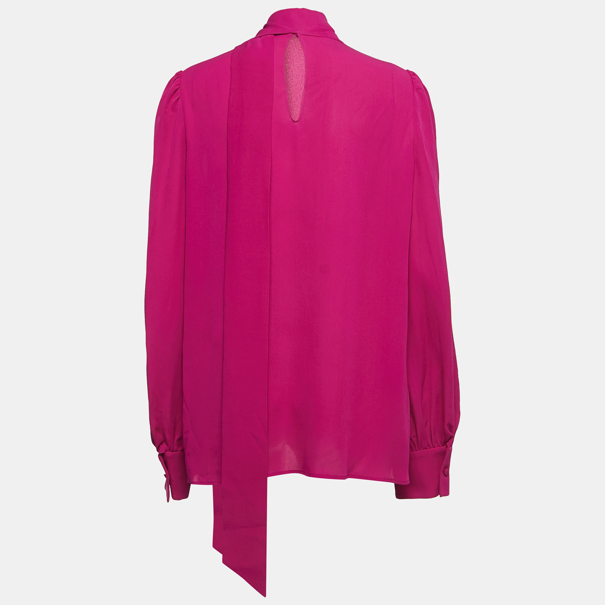 

Valentino Pink Silk Tie-Neck Blouse
