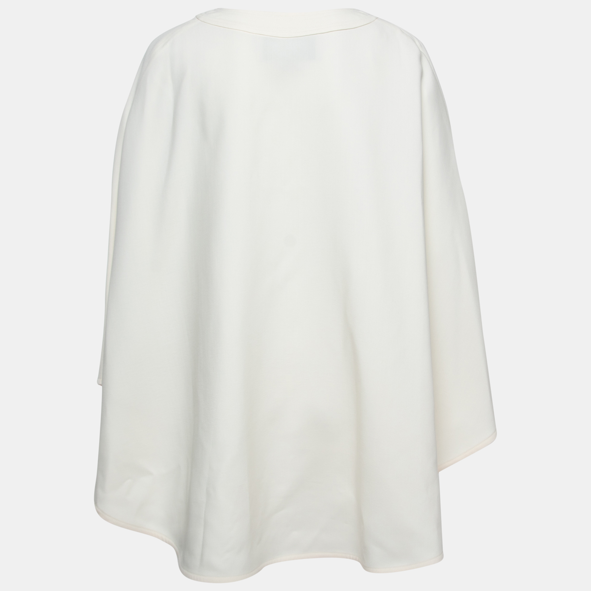 

Valentino Ivory White Wool Blend Poncho Top