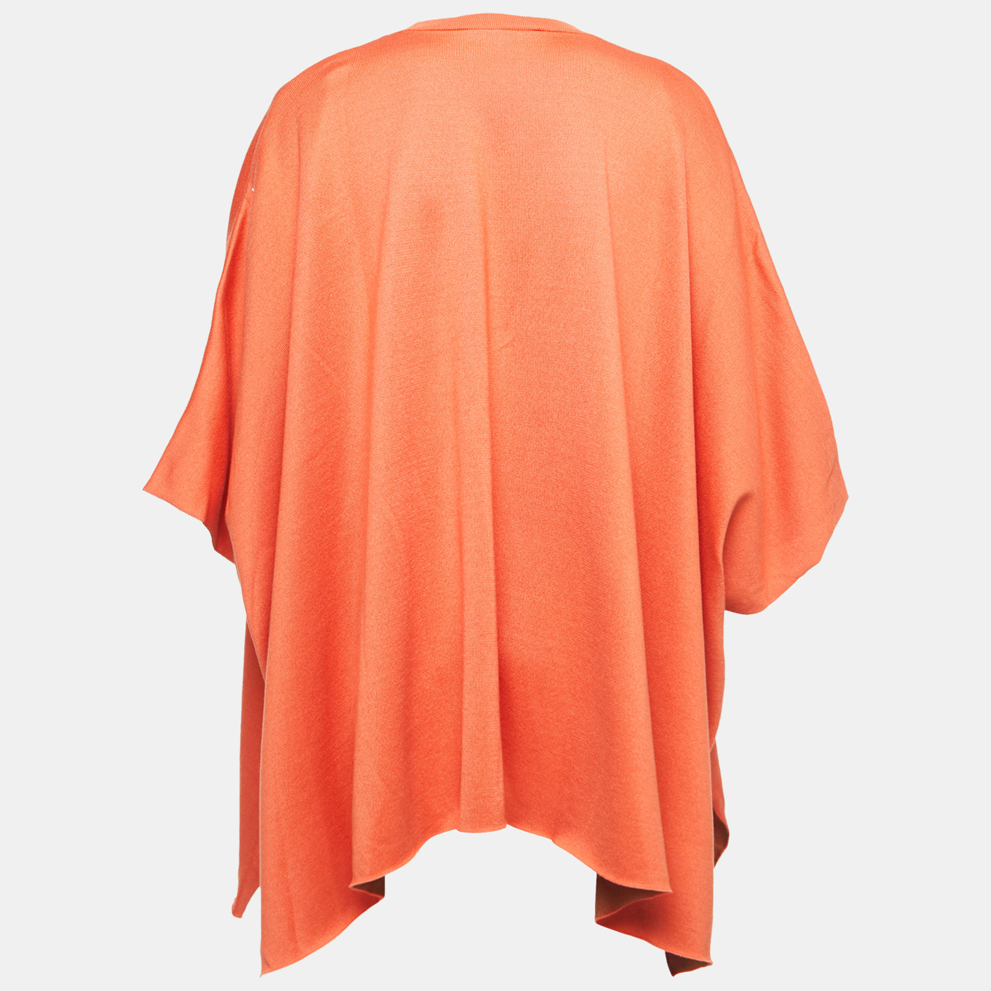 

Valentino Orange Knit V Detailed Poncho