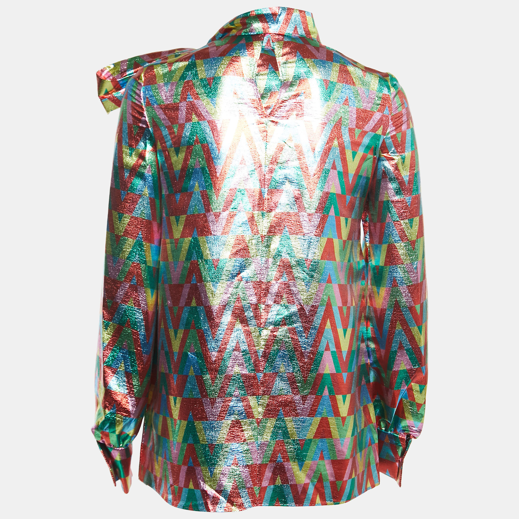 

Valentino Multicolor V Optical Patterned Lame Blouse IT 38