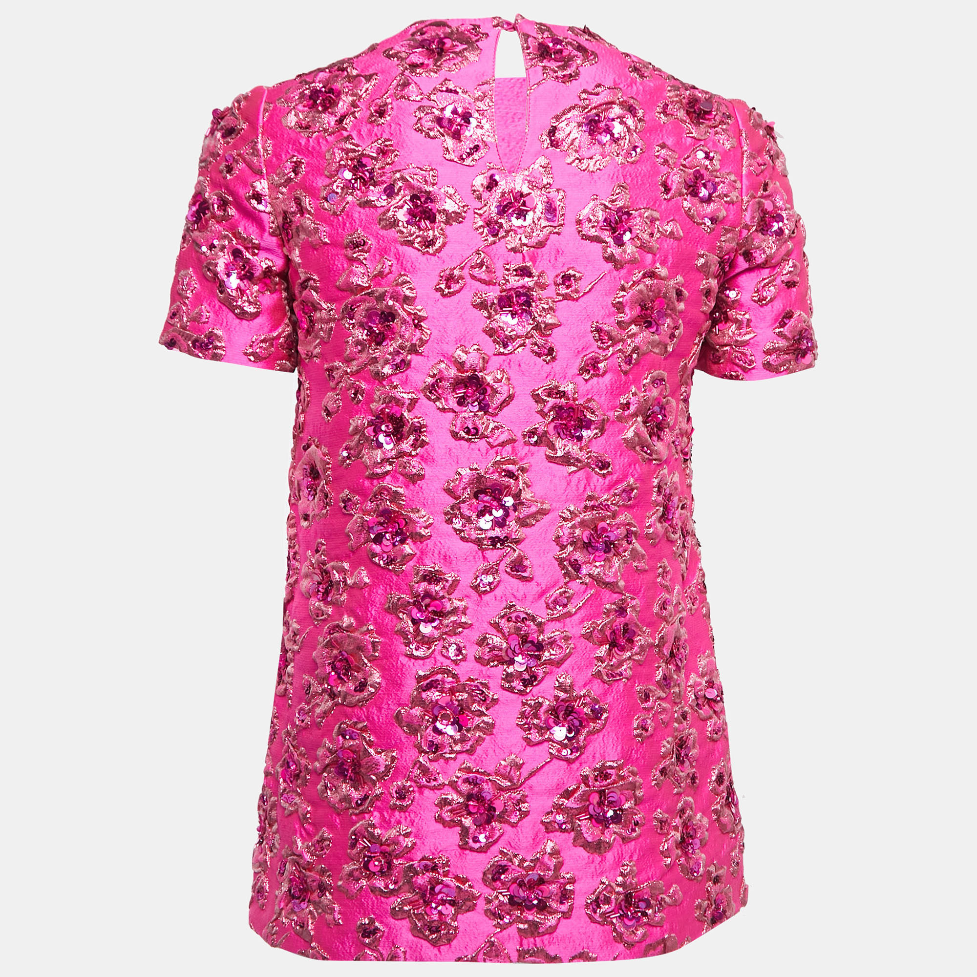 

Valentino Pink Floral-Embellished Jacquard Top