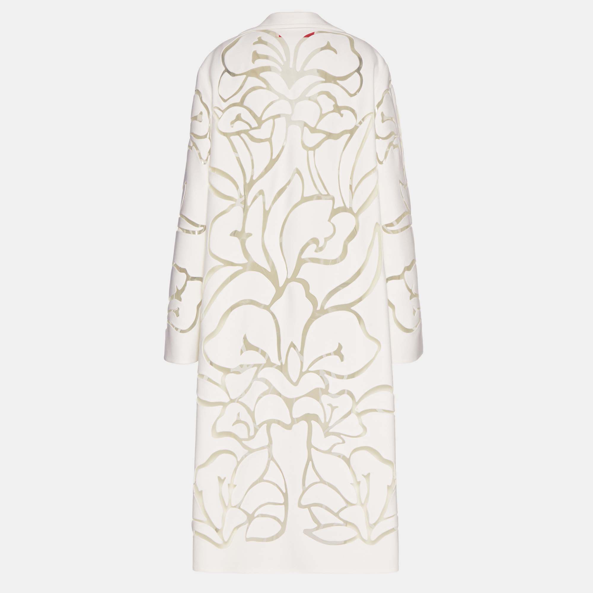 

Valentino White Floral Cutout Wool Oversized Coat