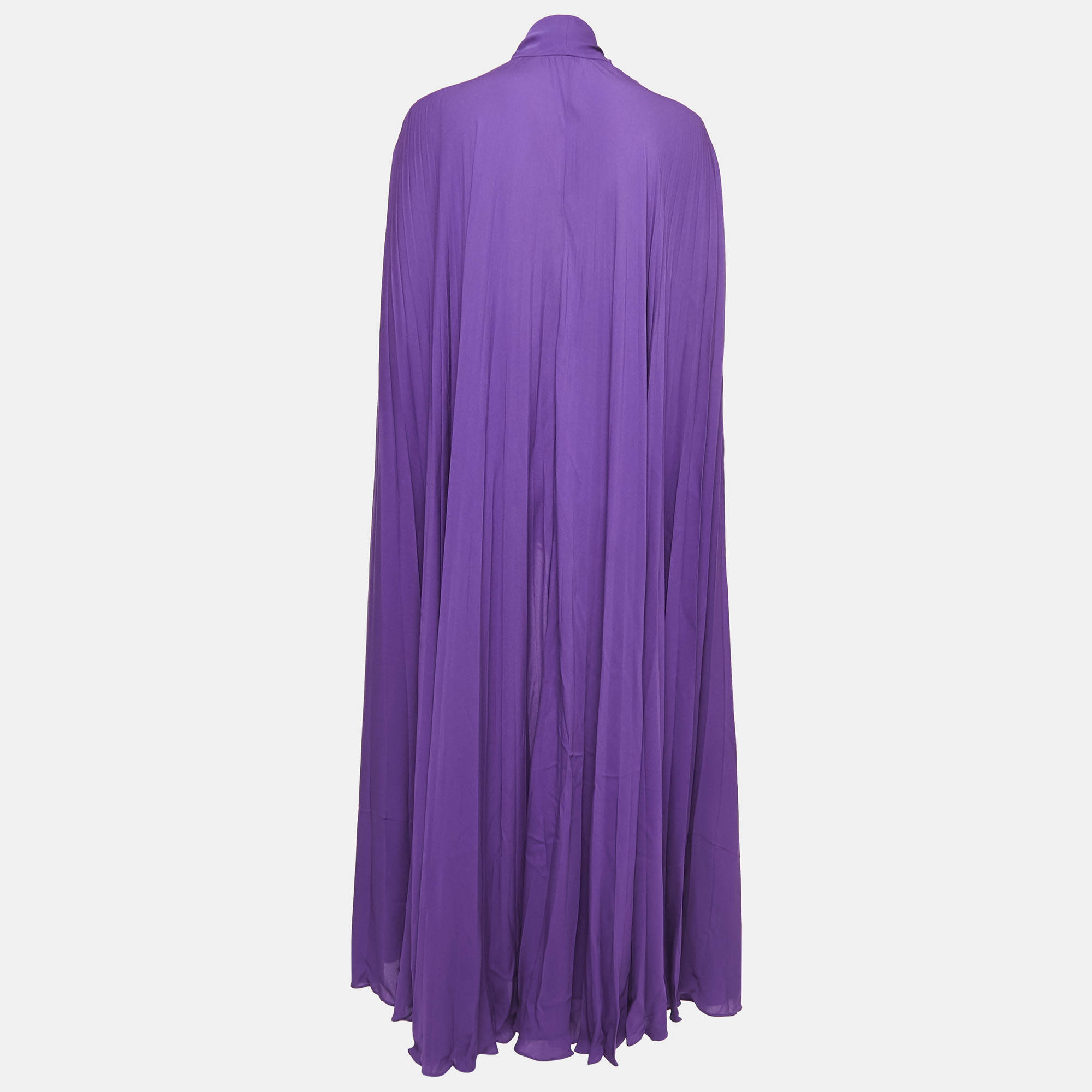 

Valentino Purple Pleated Silk Tie-Neck Cape