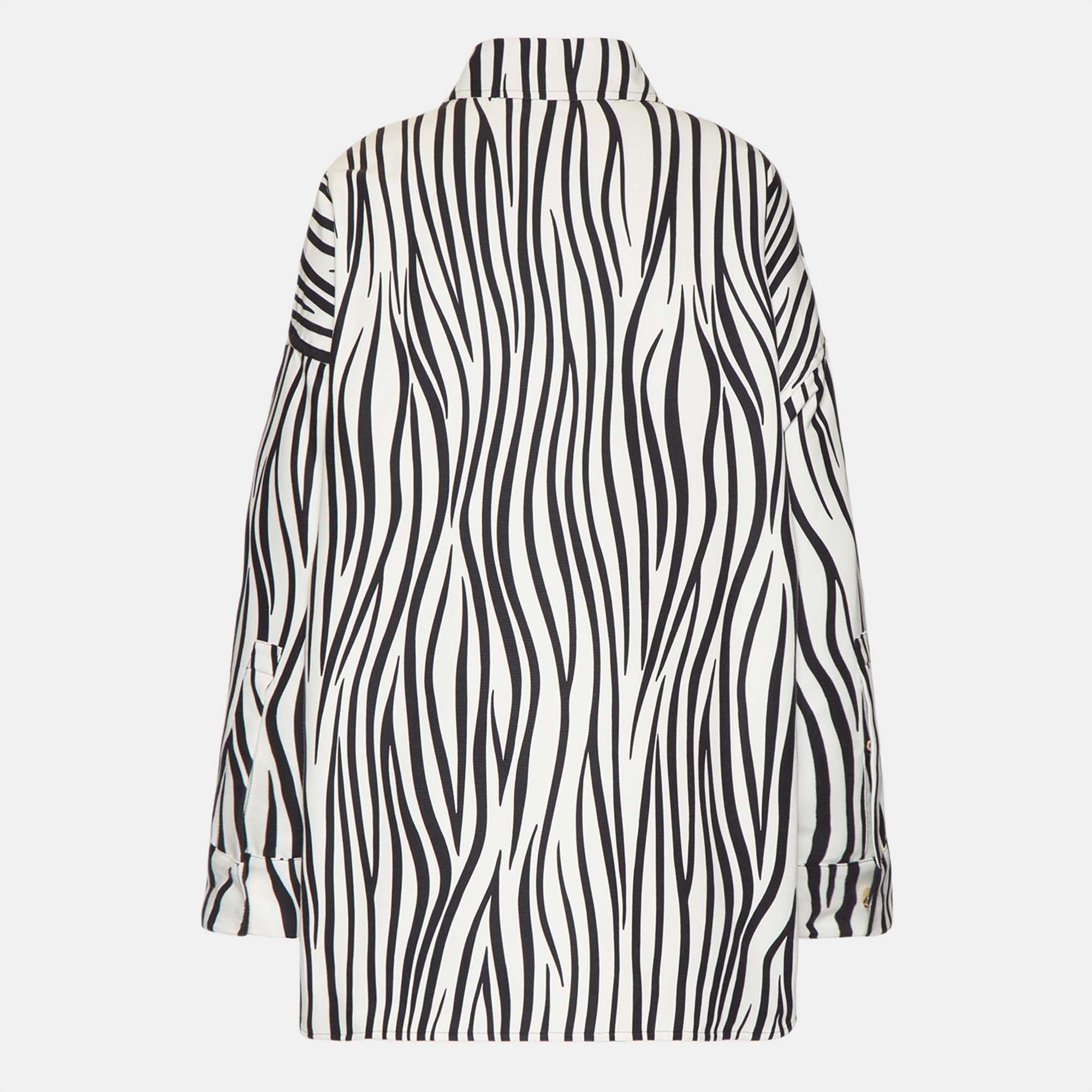 

Valentino Black/White Animal Printed Cotton & Silk Oversized Shirt