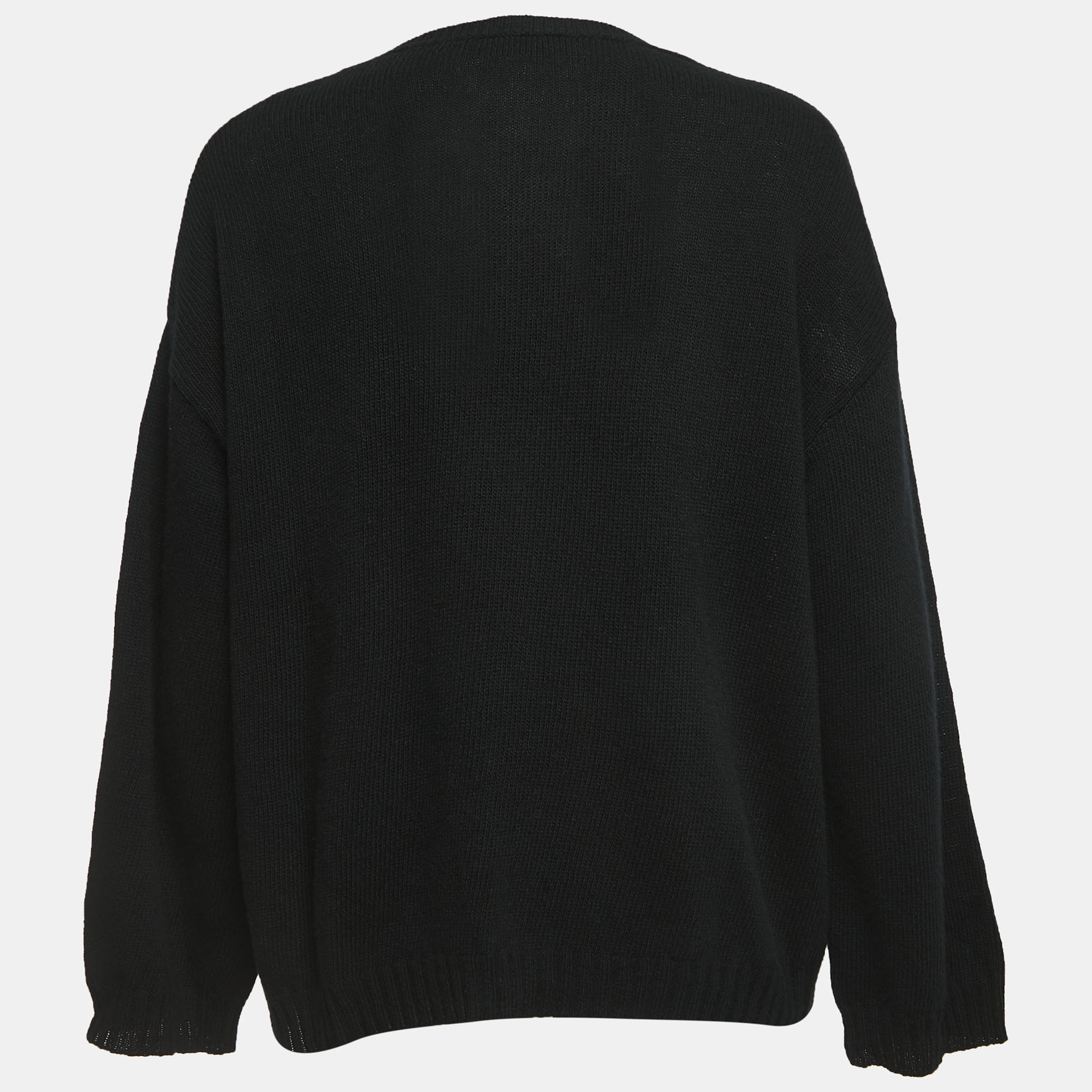 

Valentino Black Wool & Cashmere Floral Detail Sweater