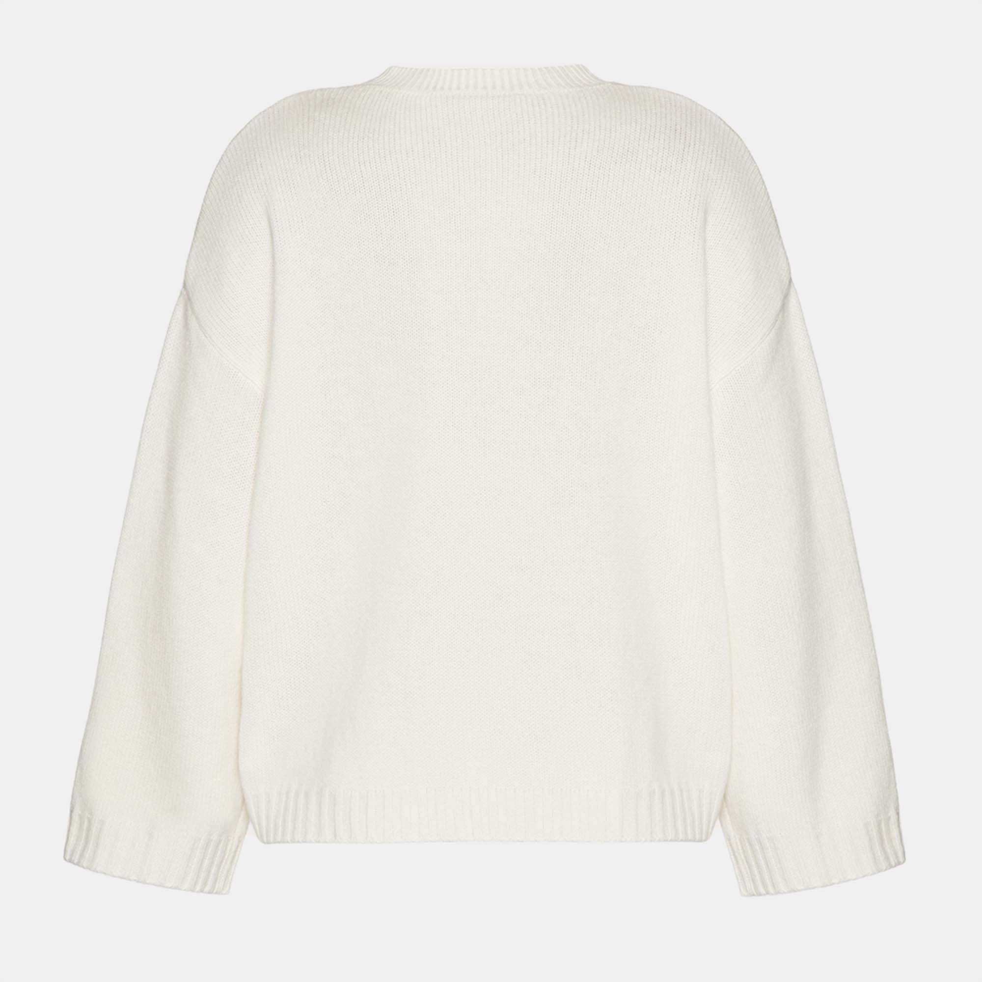 

Valentino Ivory White Knit Floral Detail Top
