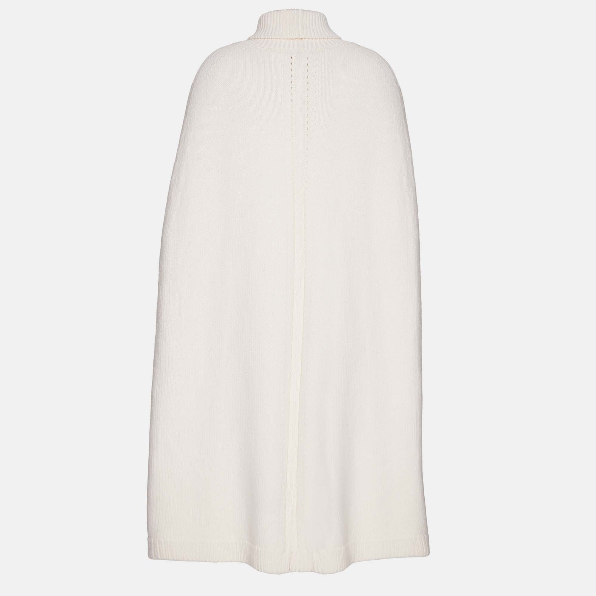 

Valentino White Cashmere & Wool Turtleneck Cape