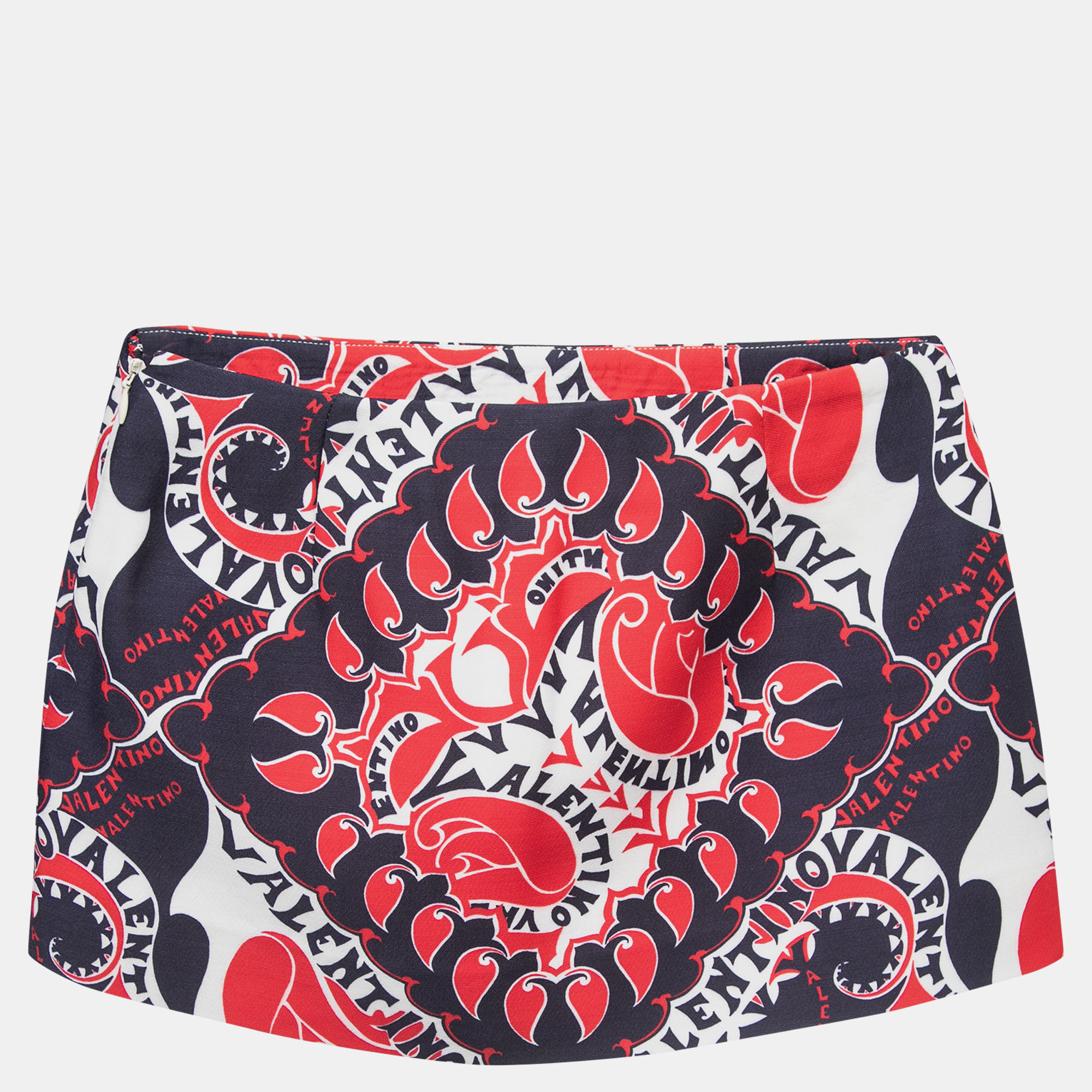 

Valentino Navy Blue/Red Bandana Print Wool Mini Skirt, Multicolor