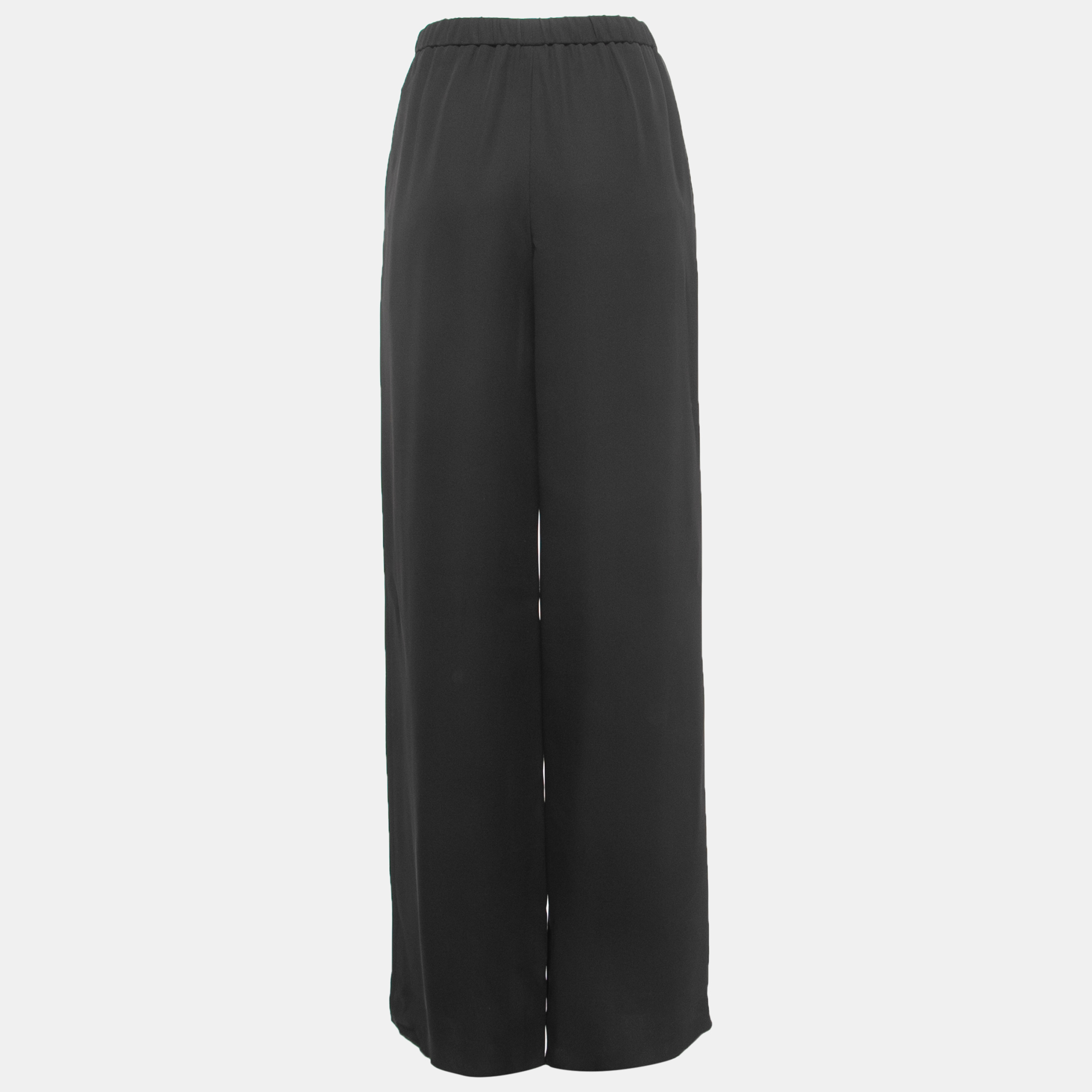 

Valentino Black Silk Drawstring Wide Leg Pants