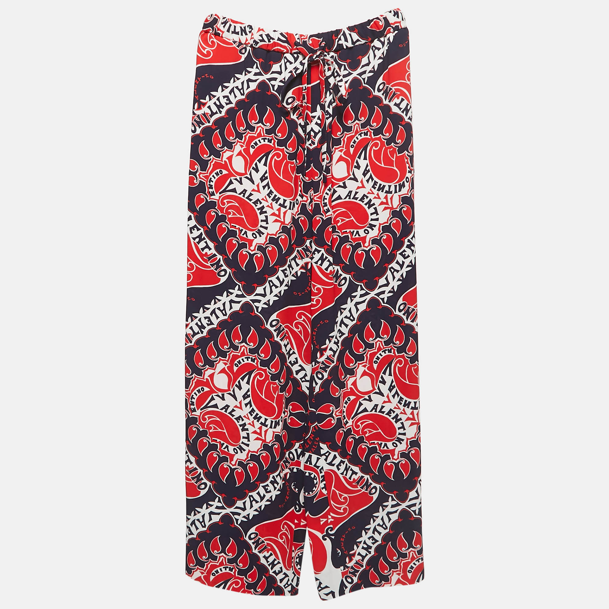 

Valentino Red/Navy Bandana Print Silk Trousers