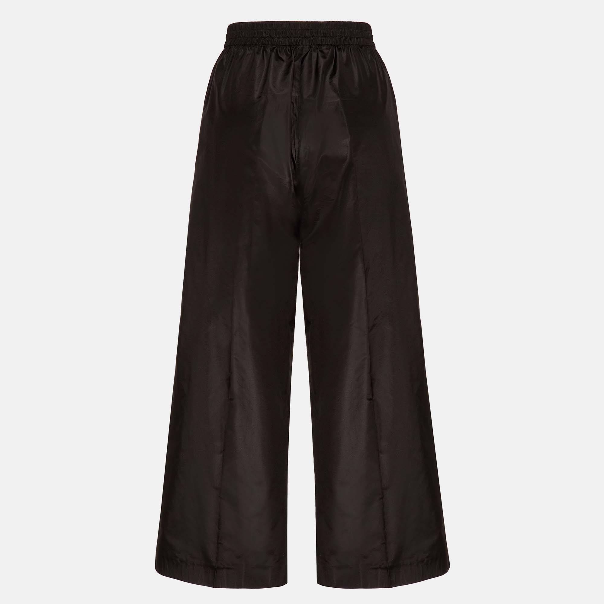 

Valentino Black Silk Wide Leg Cropped Trousers Size 38