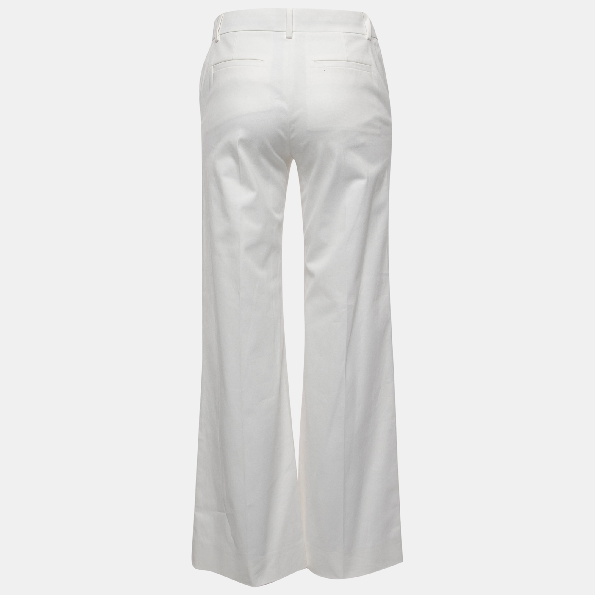 

Valentino White Gabardine Embellished Wide-Leg Pants
