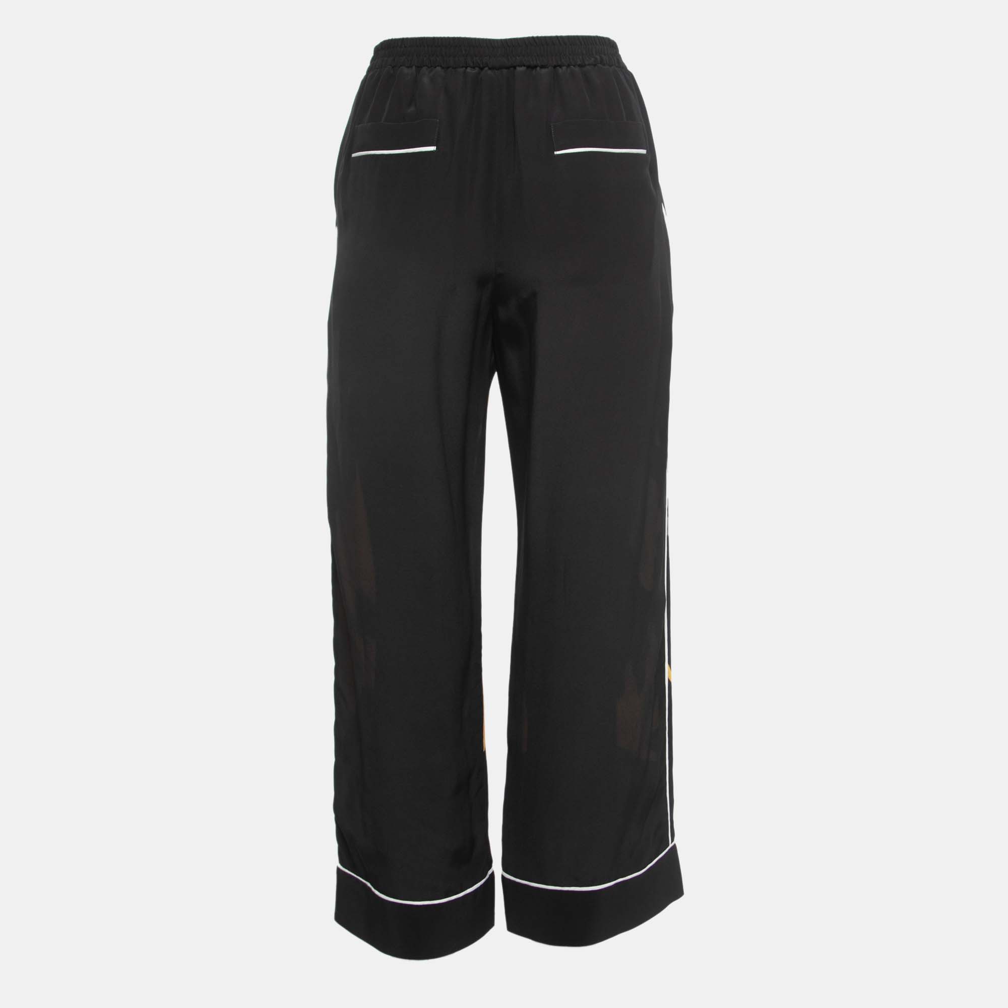 

Valentino Black Dragon Printed Silk Pants