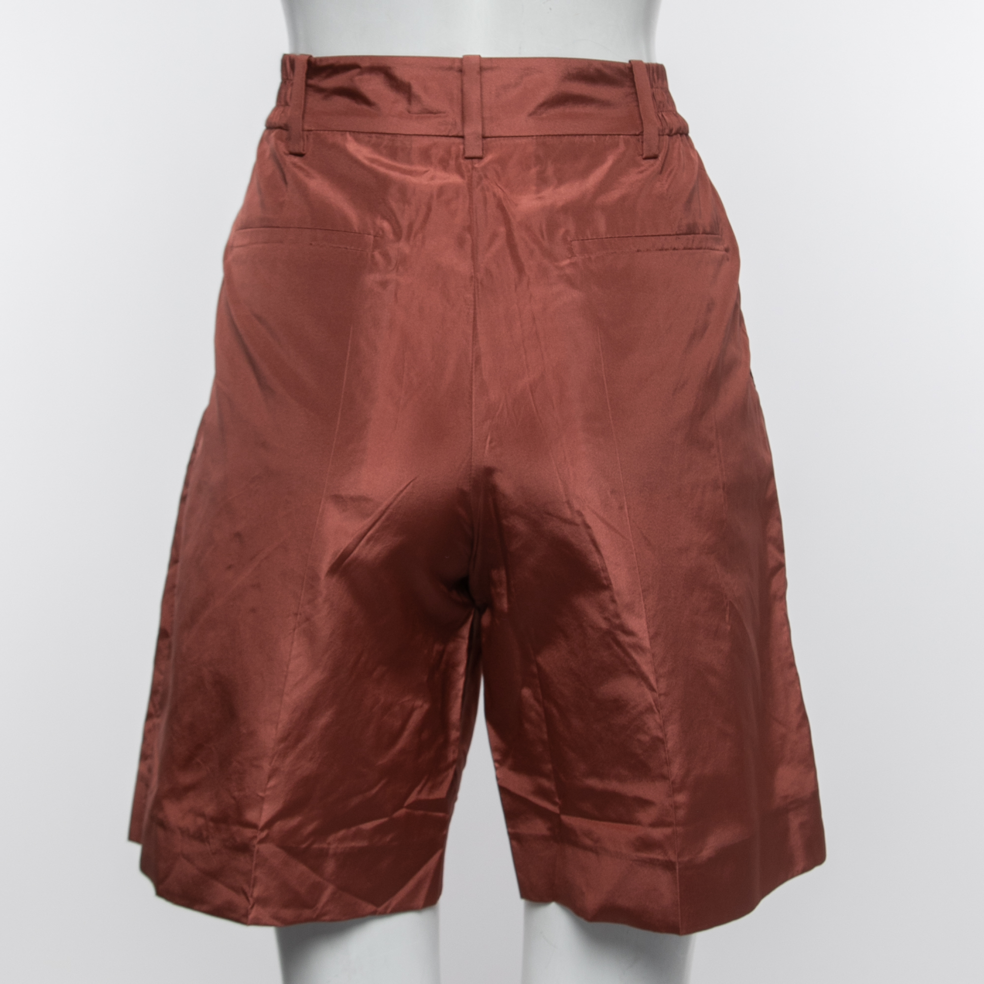 

Valentino Red Silk Pleated Shorts