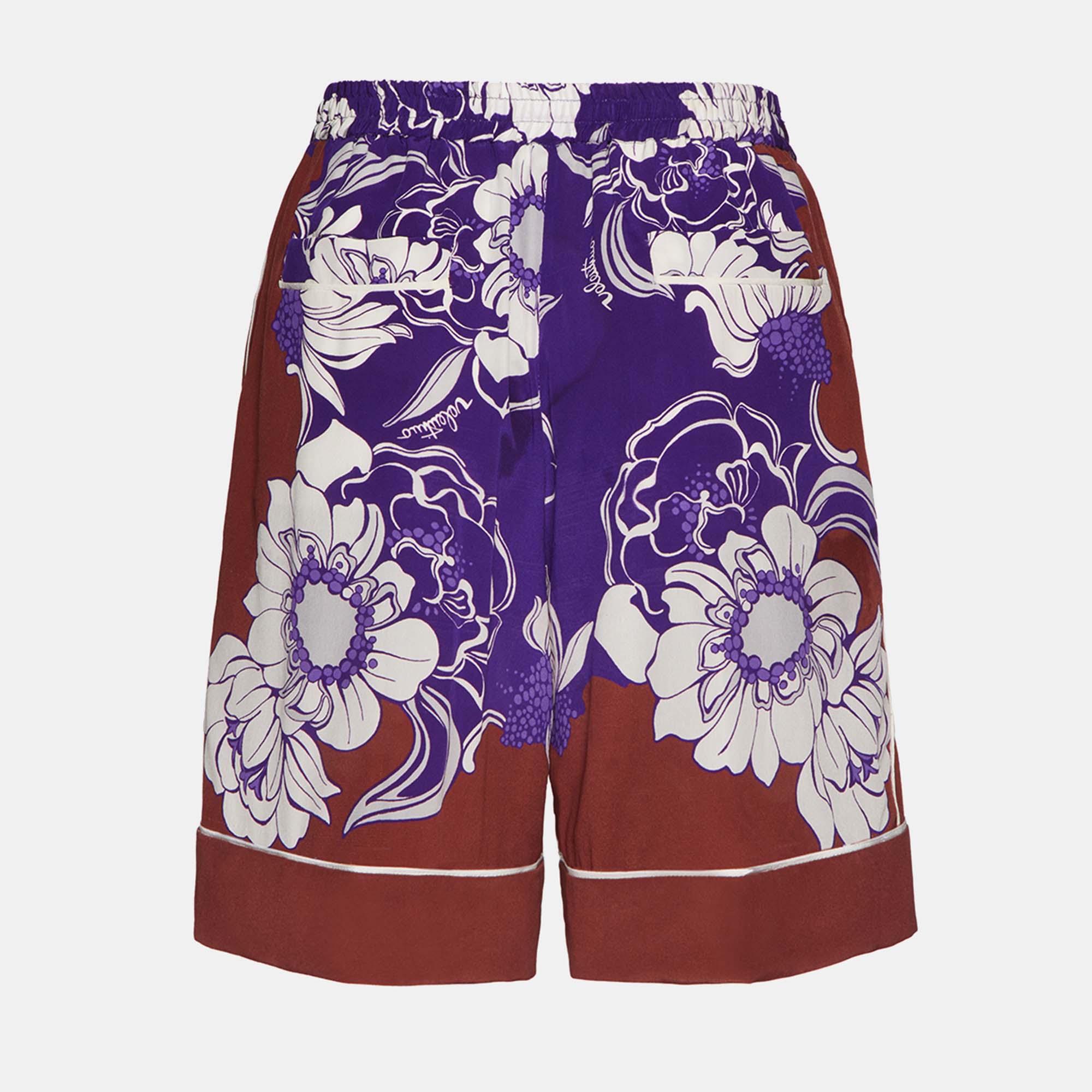 

Valentino Purple/Brown Floral Print Silk Shorts