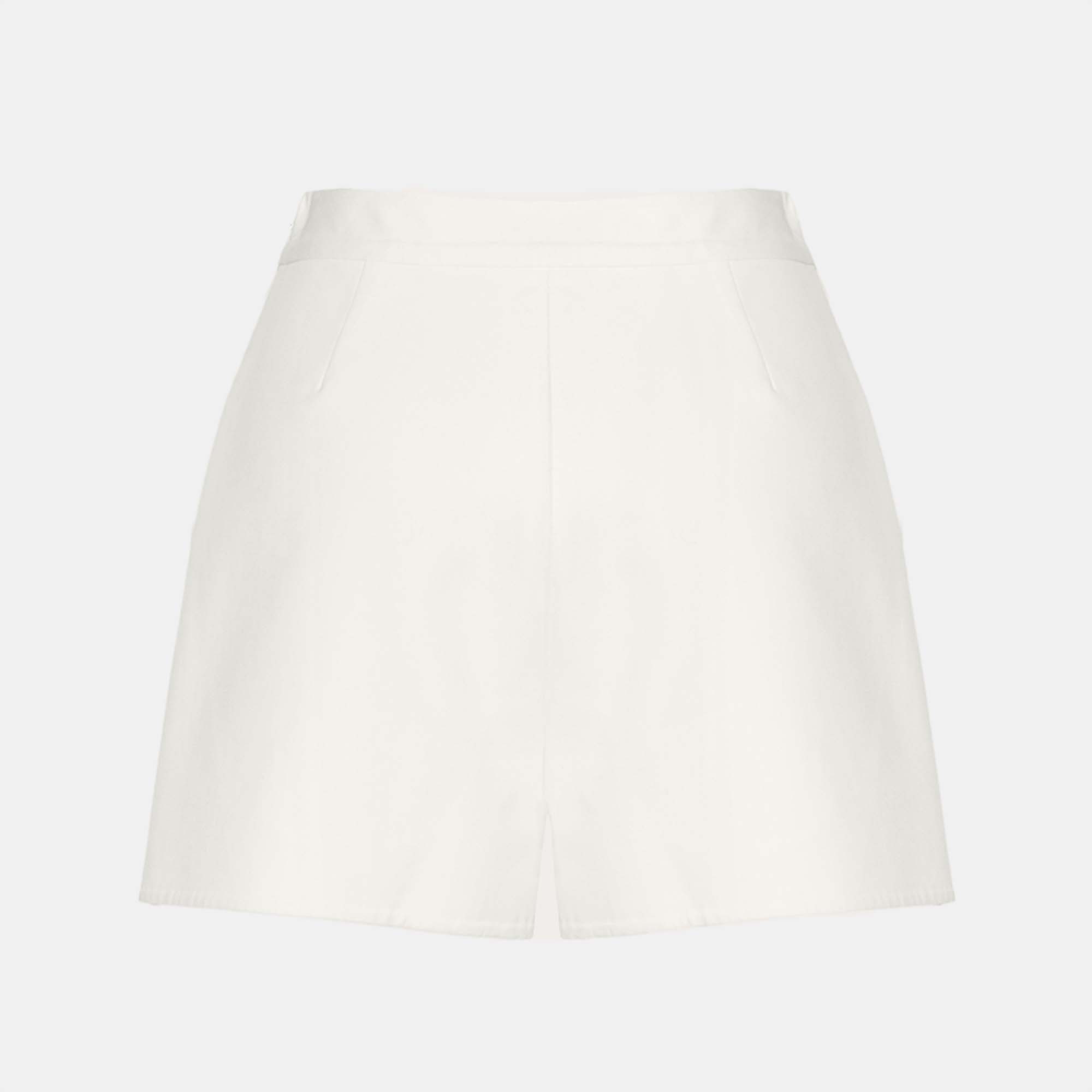 

Valentino White Cotton V-Detail Shorts