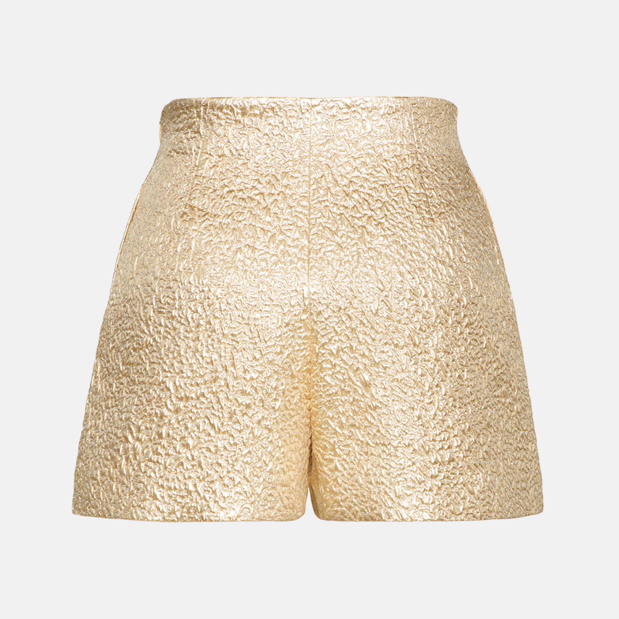 

Valentino Gold Jacquard V-Logo Embellished Shorts