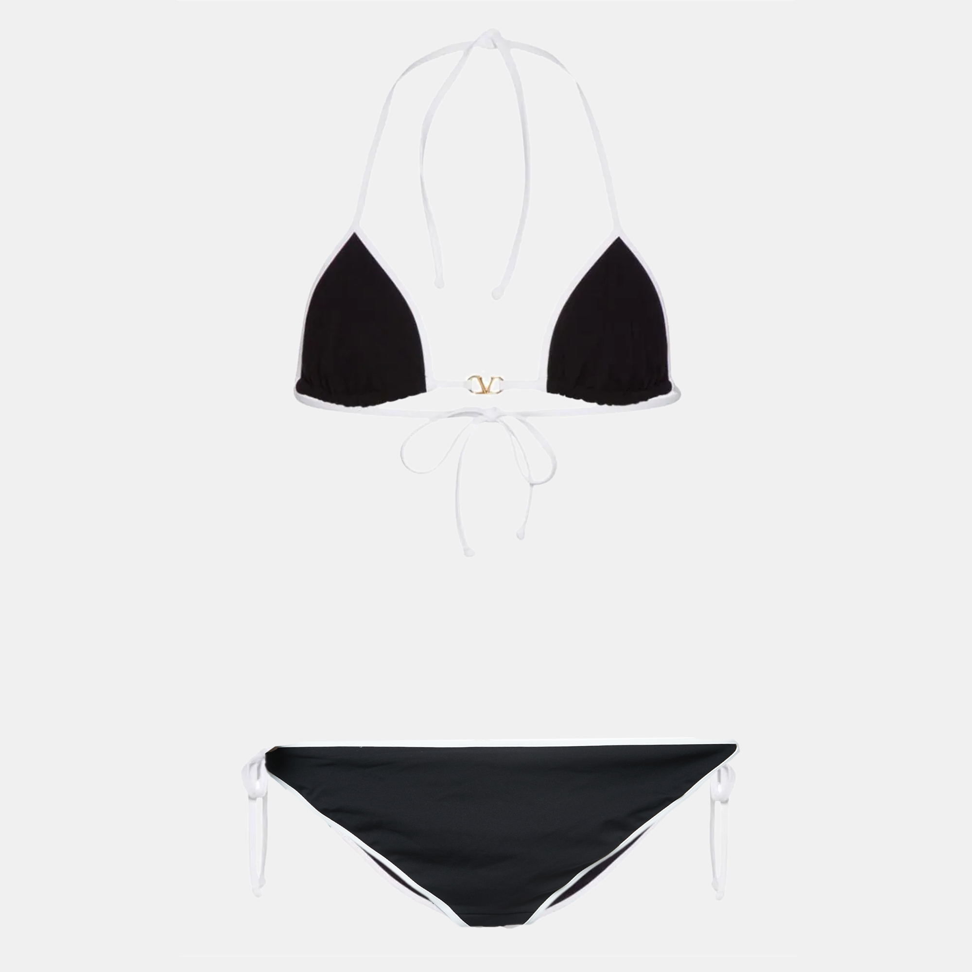

Valentino Black/White Nylon V Logo Detailed Bikini