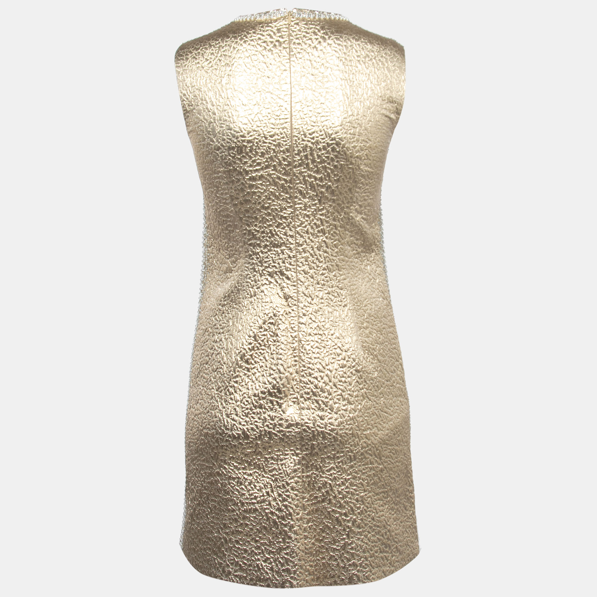 

Valentino Gold Metallic Textured Embellished Sleeveless Dress
