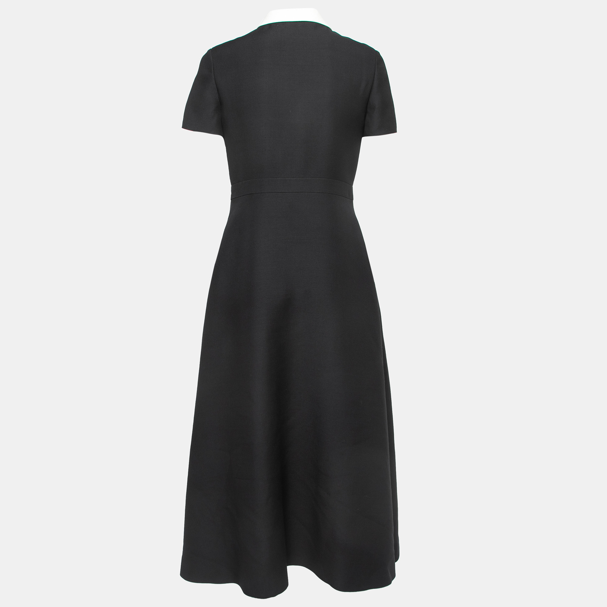 

Valentino Black Wool Blend Zip-Up Collared Midi Dress