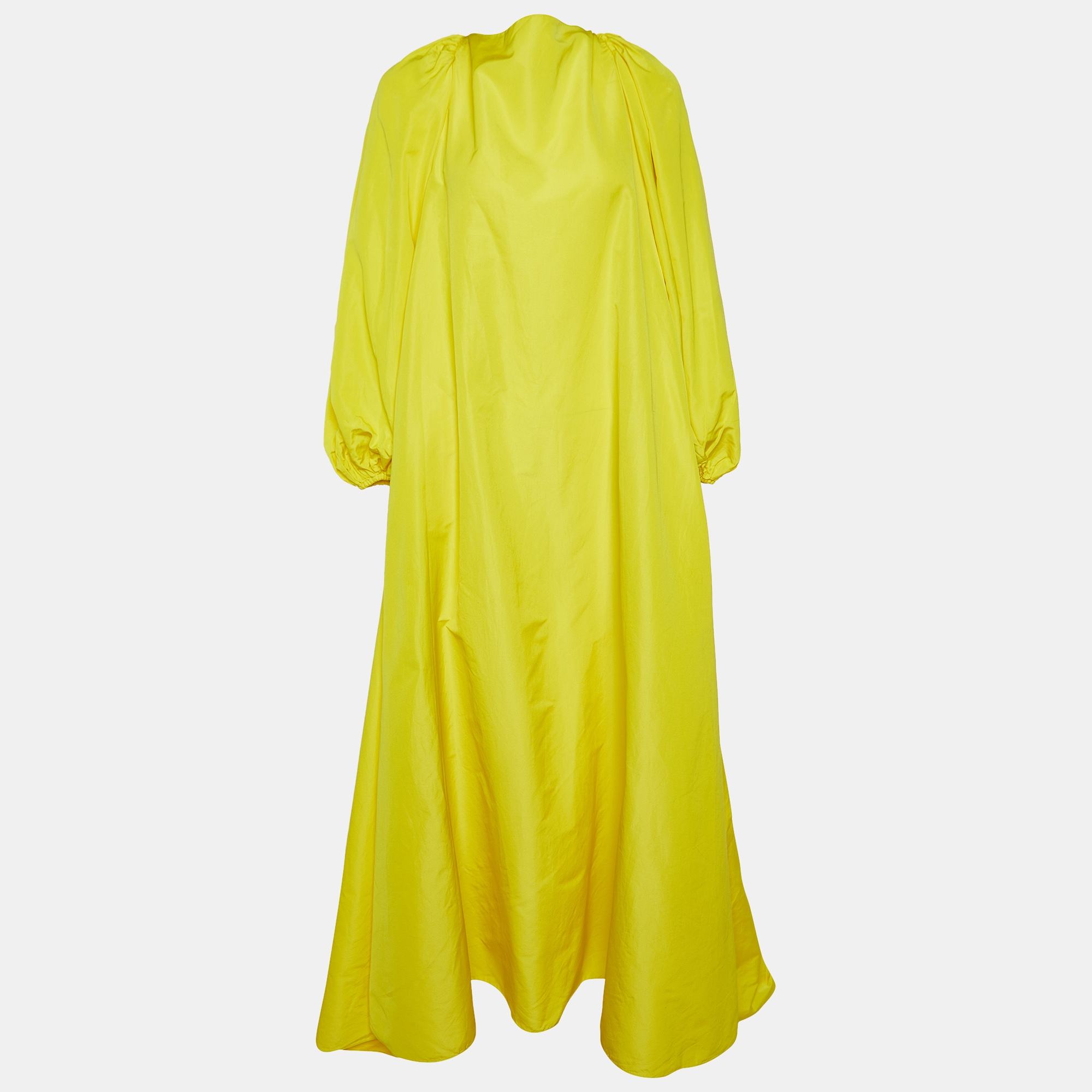 Pre-owned Valentino Yellow Faille Open Back Maxi Dress M