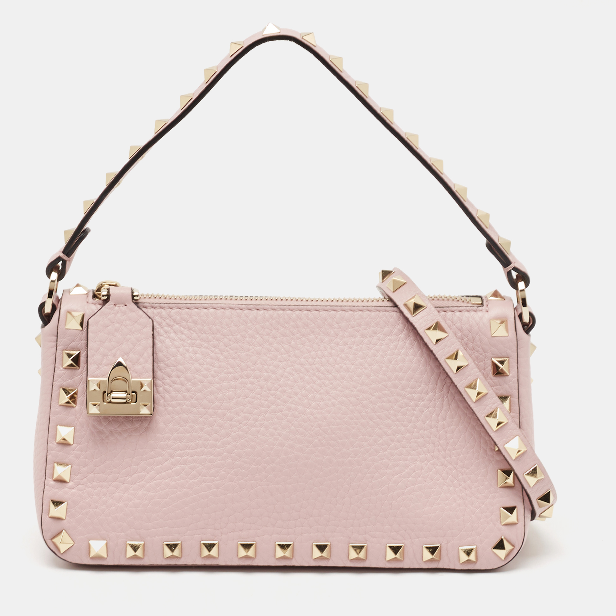 

Valentino Lilac Leather  Rockstud Top Handle Bag, Purple