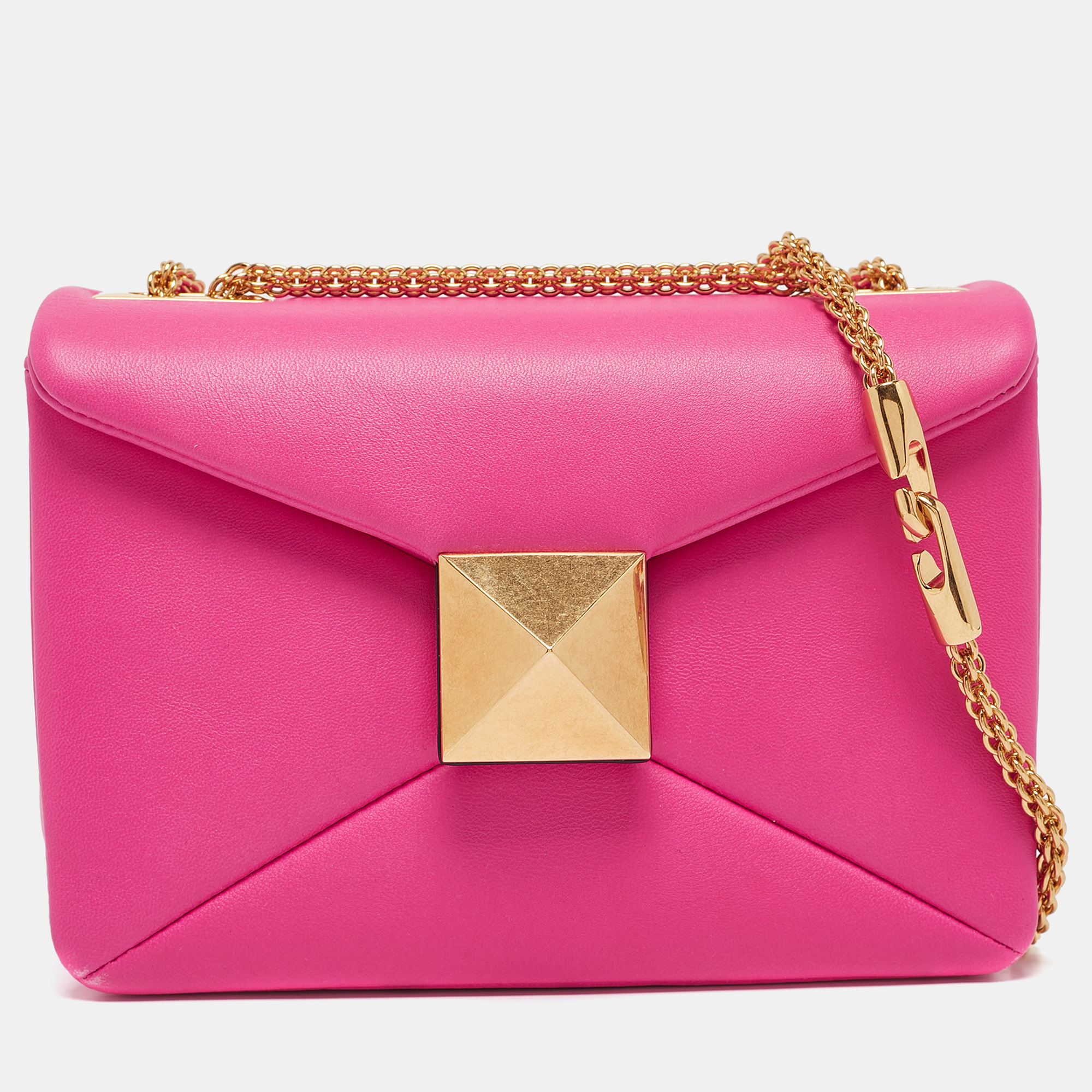 

Valentino Hot Pink Leather One Stud Flap Shoulder Bag