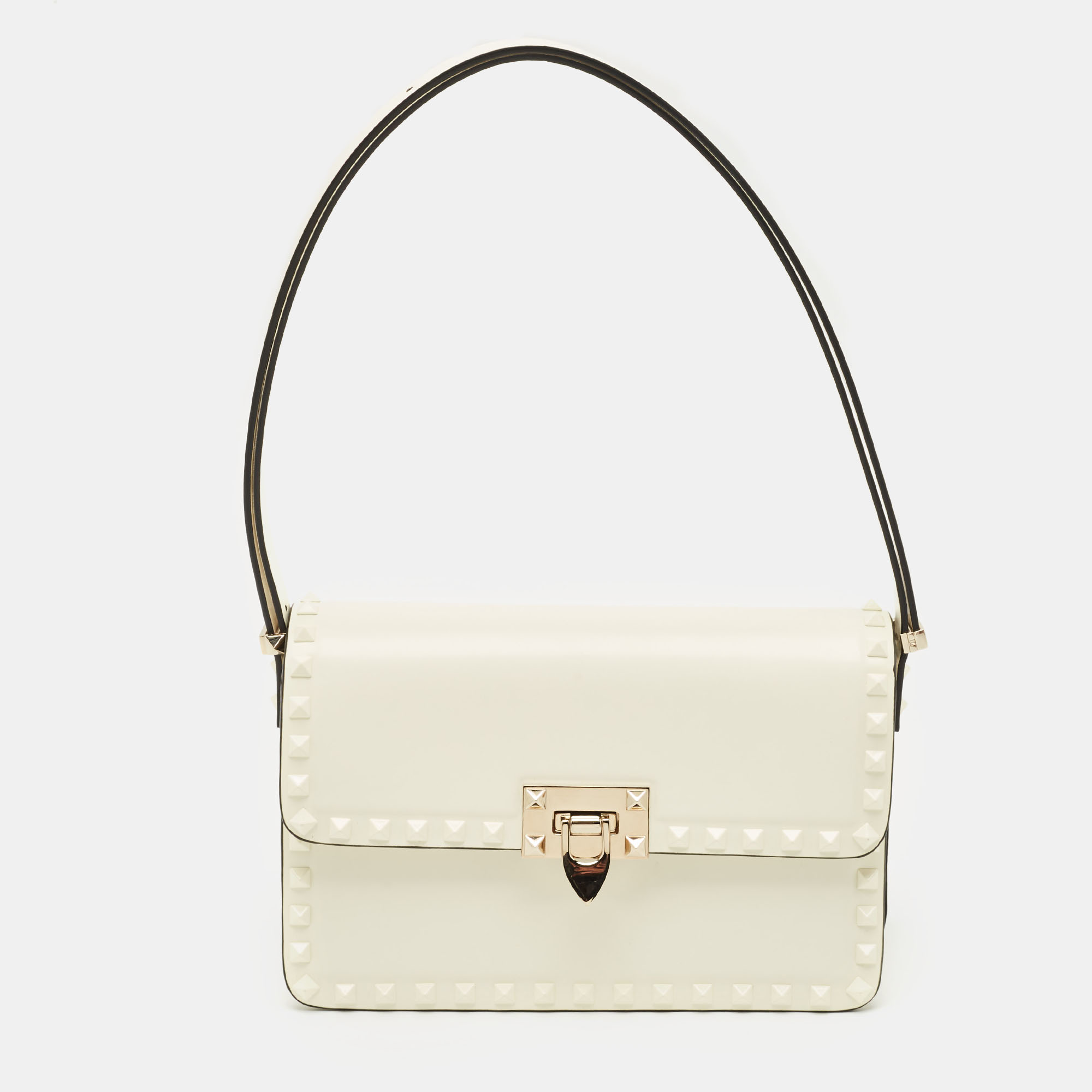 

Valentino White Leather Rockstud 23 Shoulder Bag