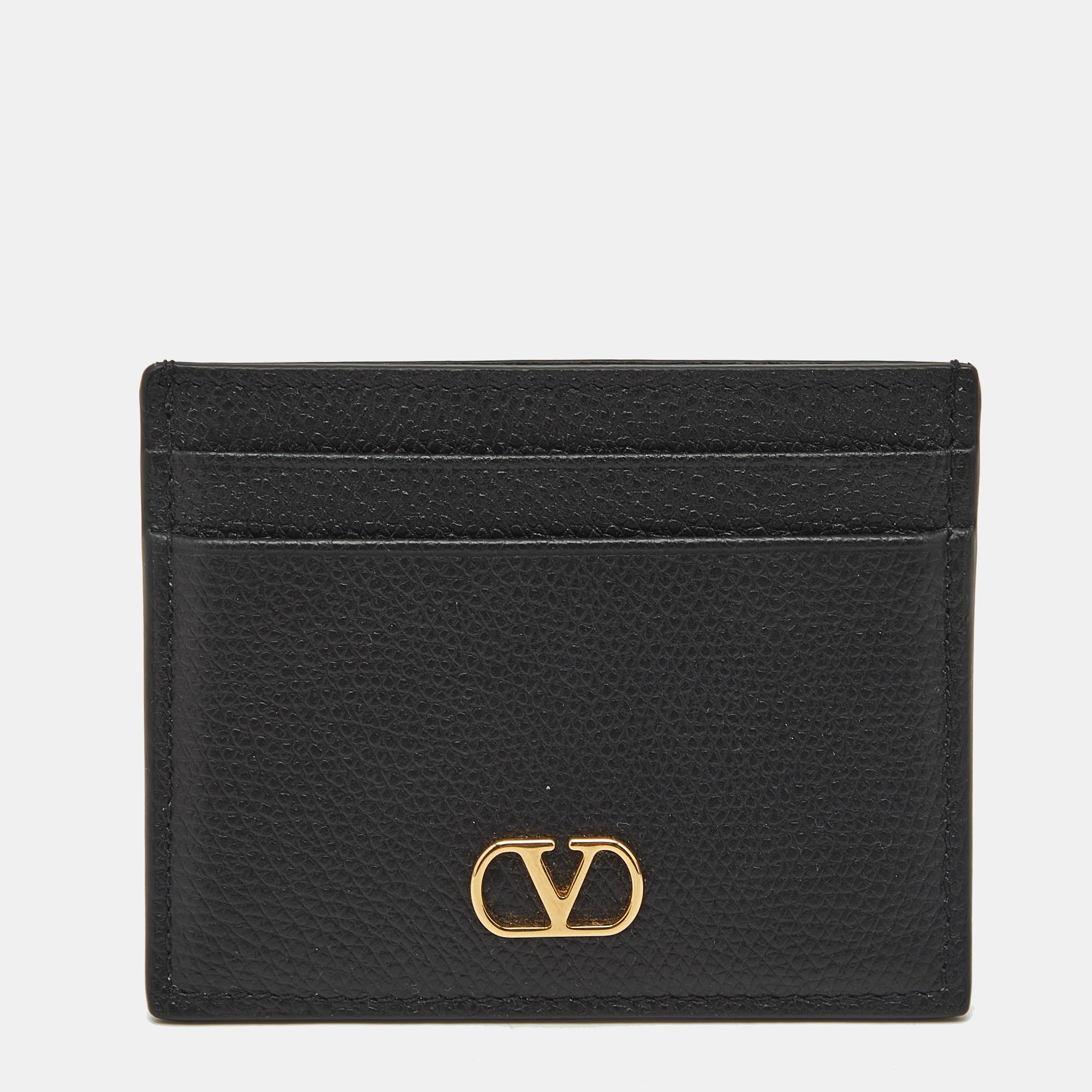 

Valentino Black Leather VLogo Card Holder