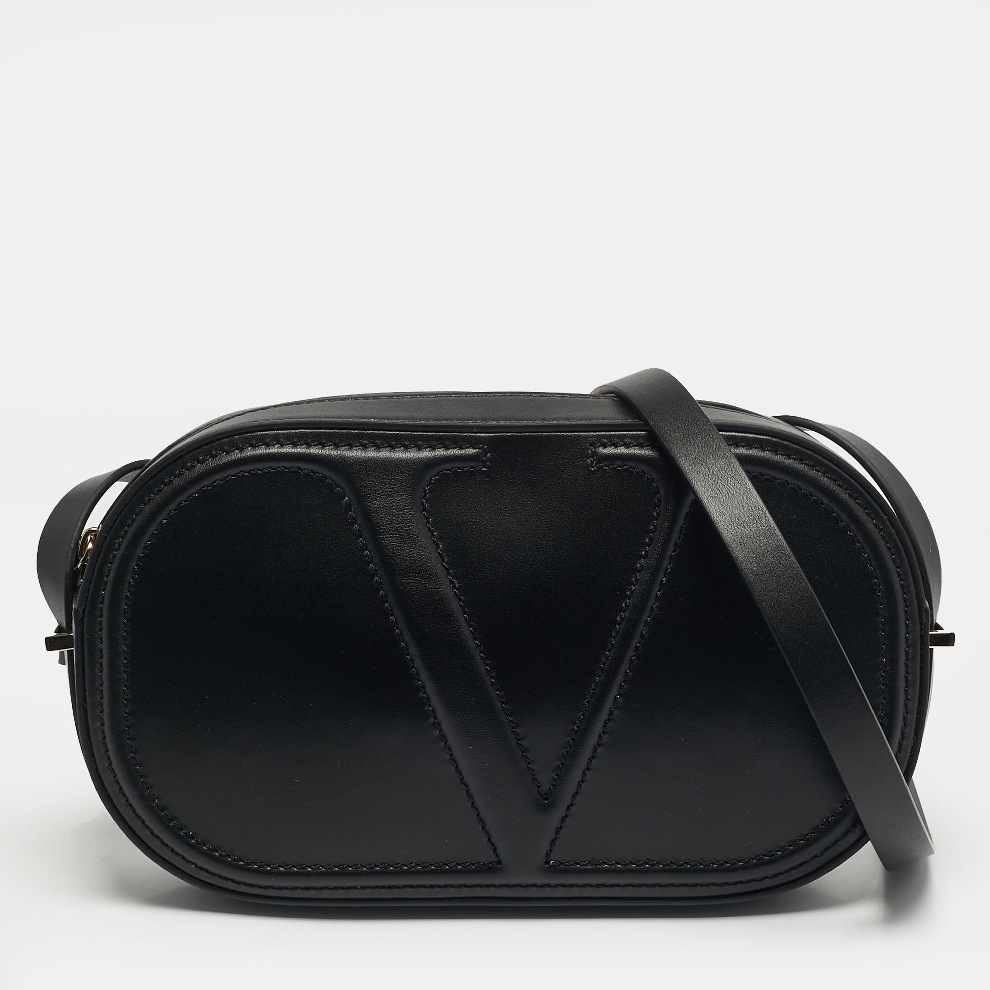 

Valentino VLogo Walk Black Leather Crossbody Bag